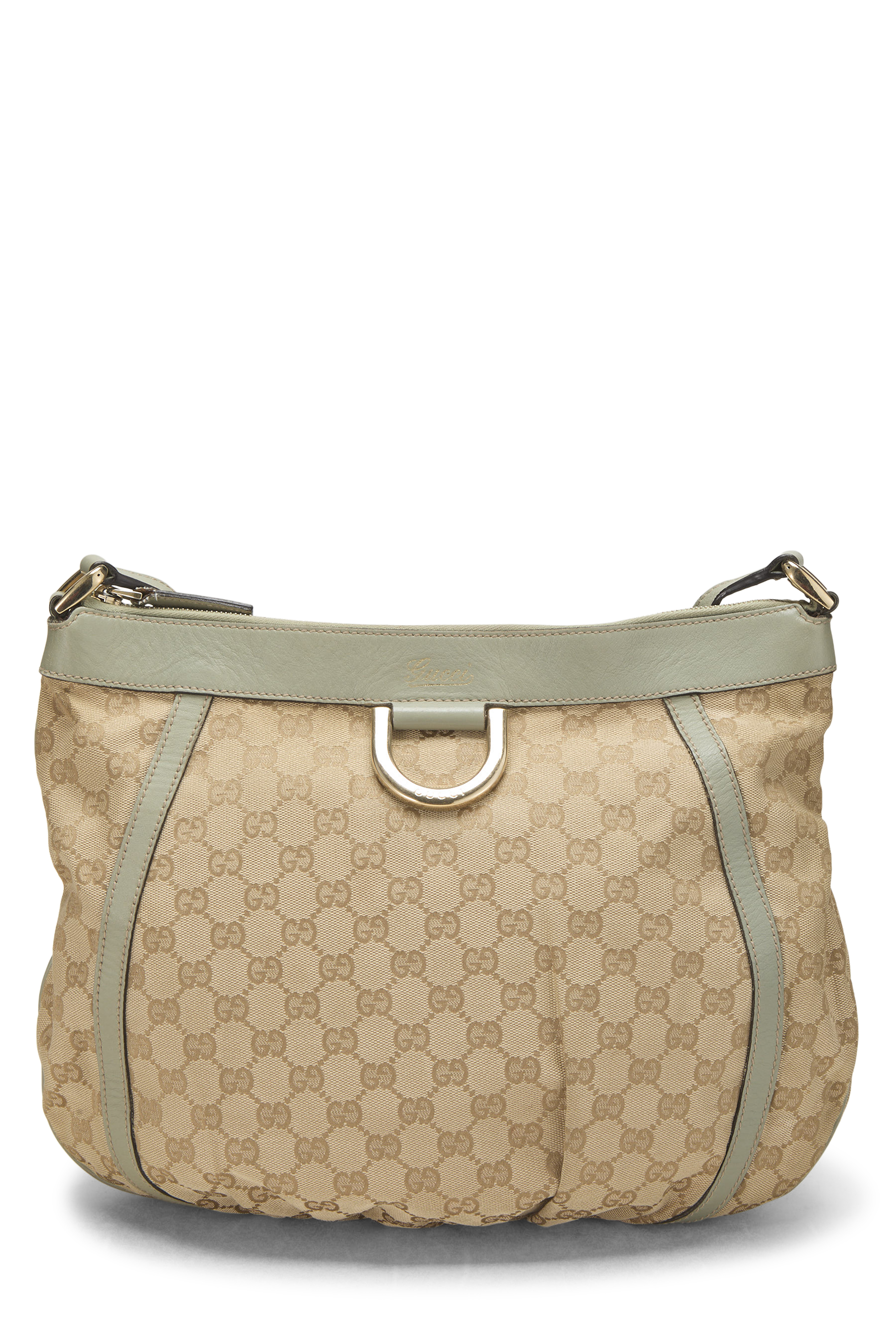 Women's Gucci Green Original GG Canvas D-Ring Abbey Messenger Large in Green Large