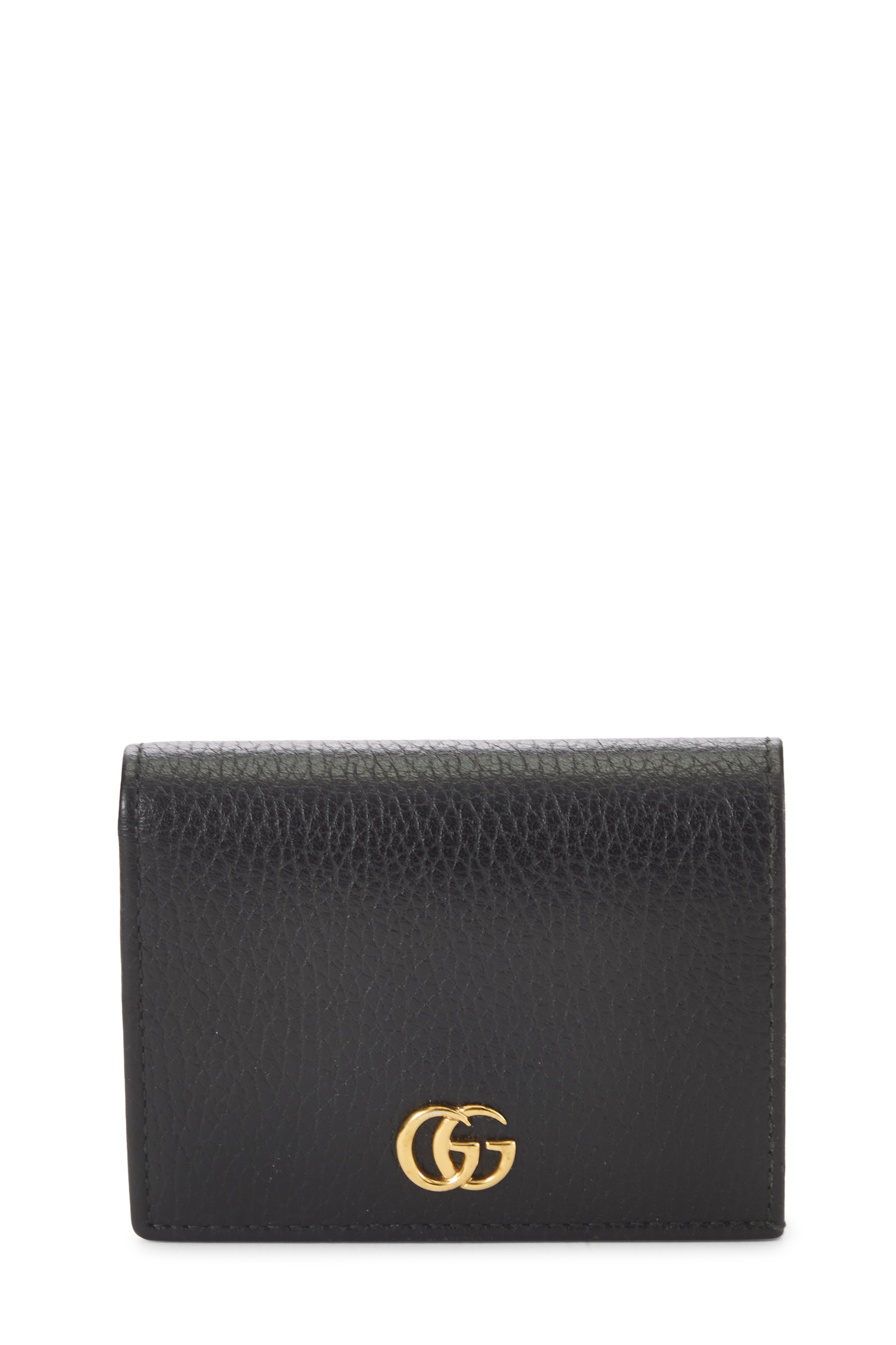 Women's Gucci Black Leather GG Card Case in Black