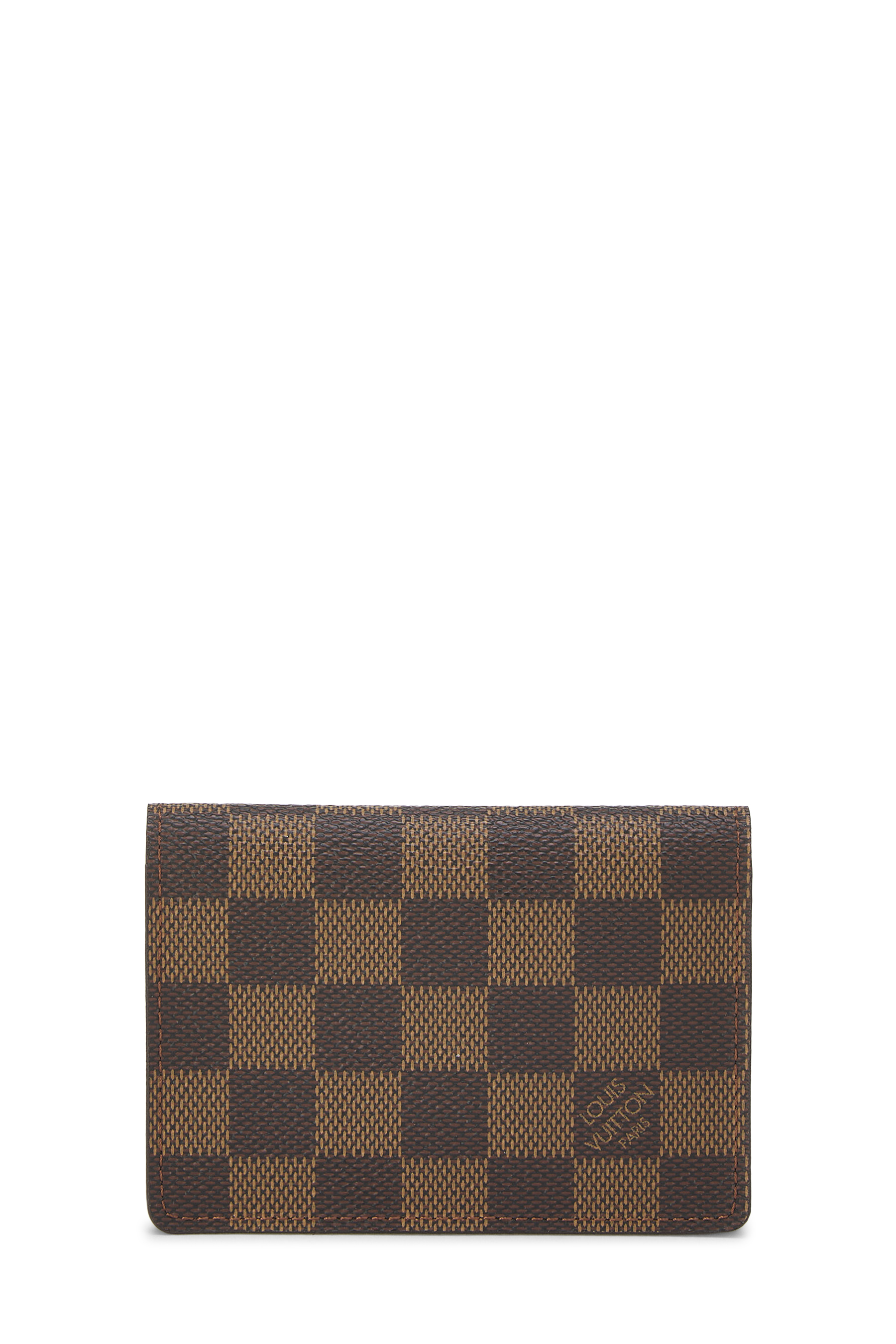 Women's Louis Vuitton Damier Ebene Porte 2 Cartes Vertical in Brown