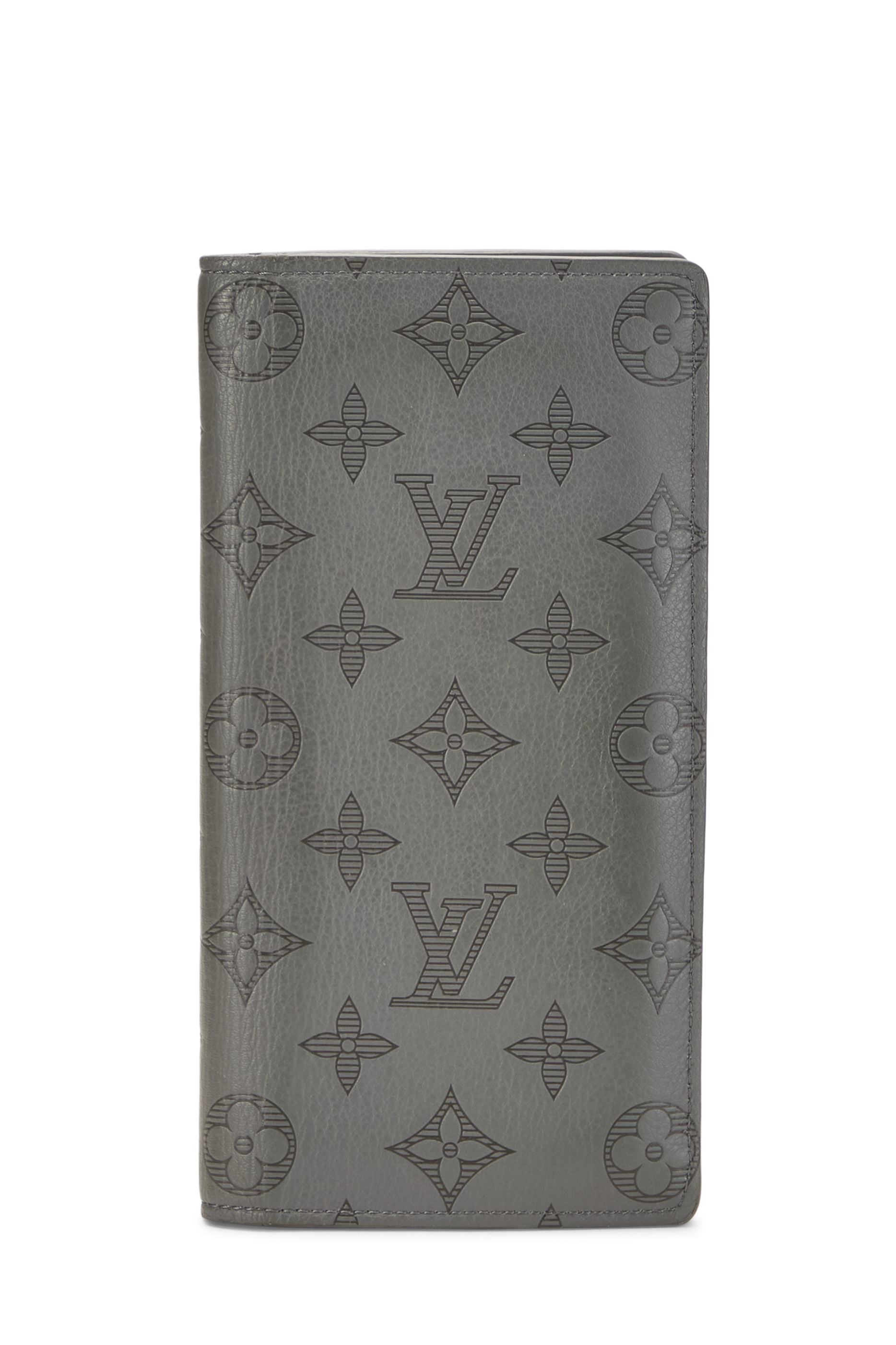 Women's Louis Vuitton Grey Monogram Shadow Brazza Wallet in Grey
