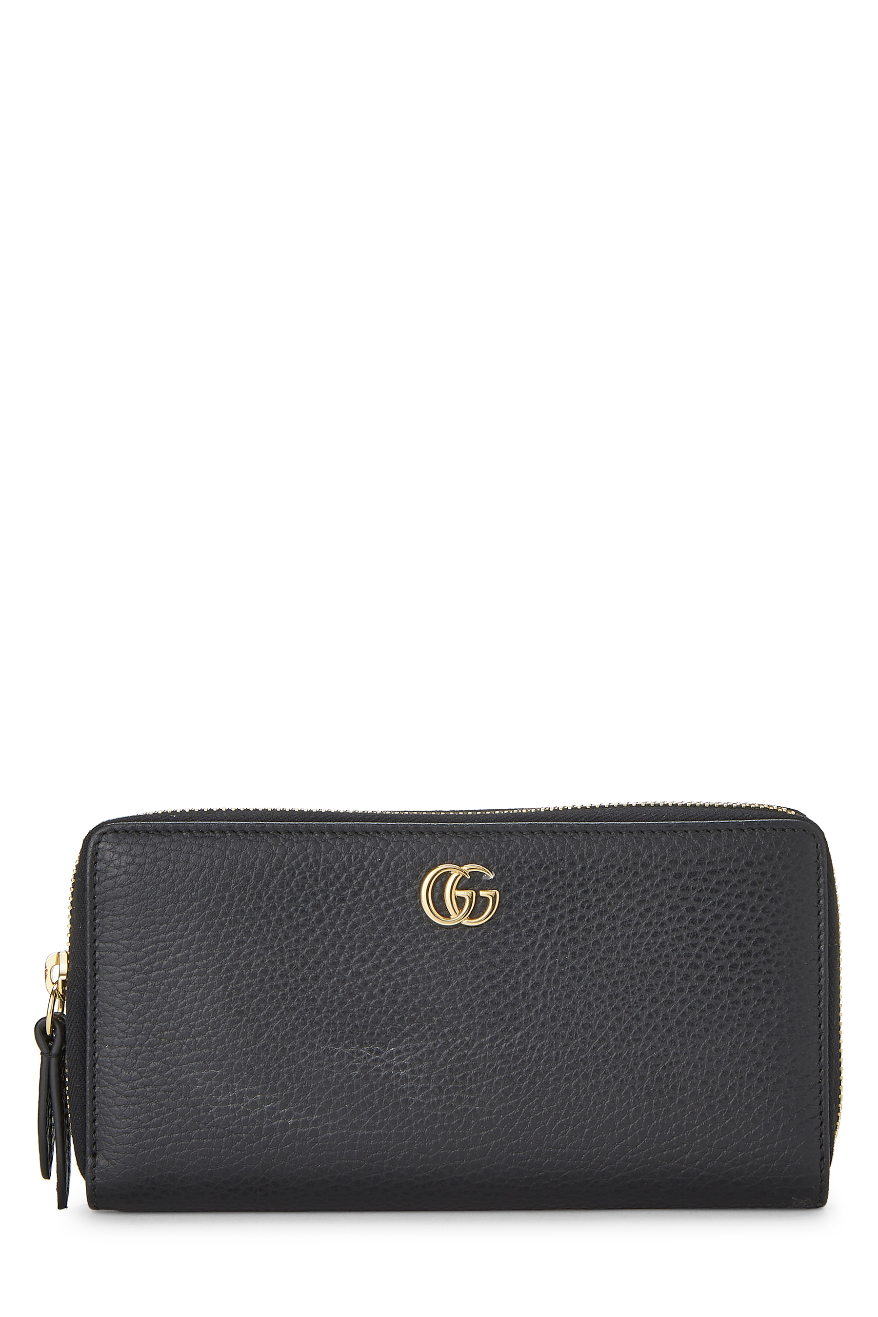Women's Leather Gucci Black Leather GG Zip Around Wallet in Black