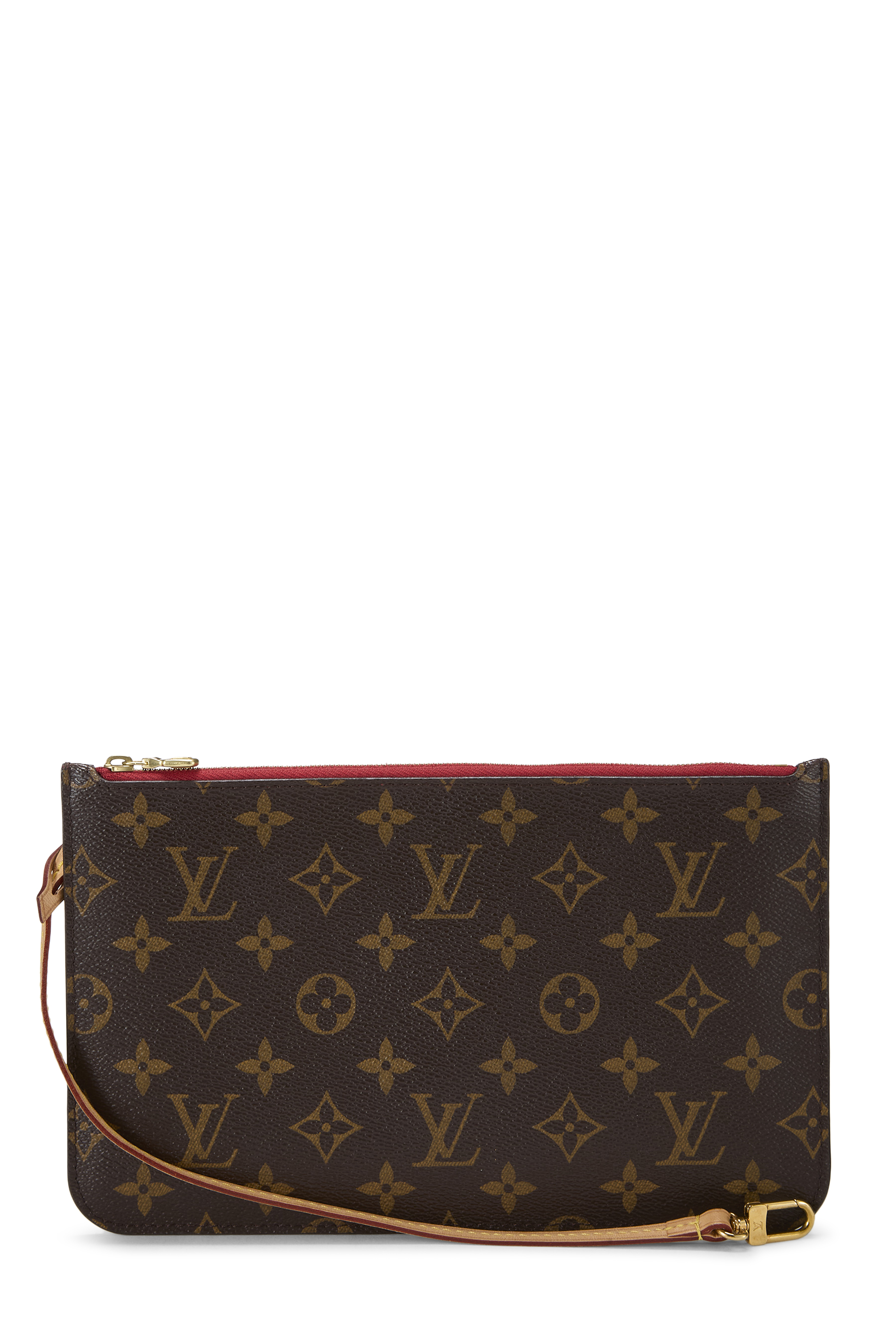 Women's Louis Vuitton Monogram Canvas Neverfull Pouch MM NM in Red MM