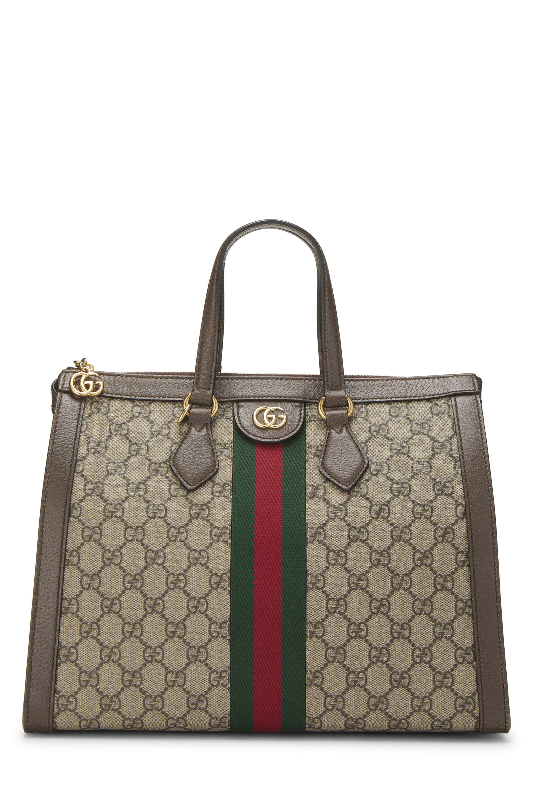 Women's Gucci Brown GG Supreme Canvas Ophidia Tote Medium in Brown Medium