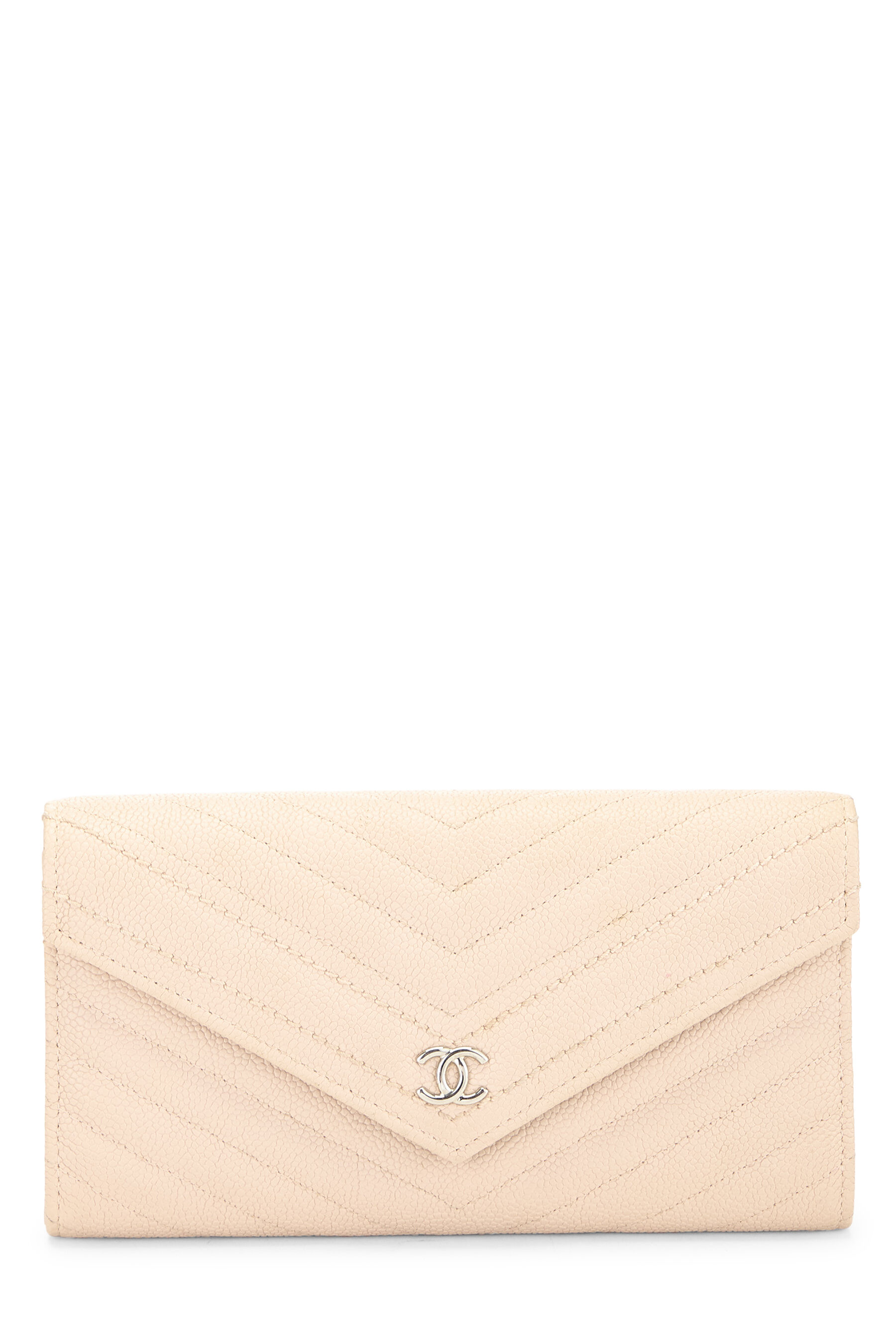 Women's Chanel Pink Chevron Caviar 'CC' Wallet in Pink