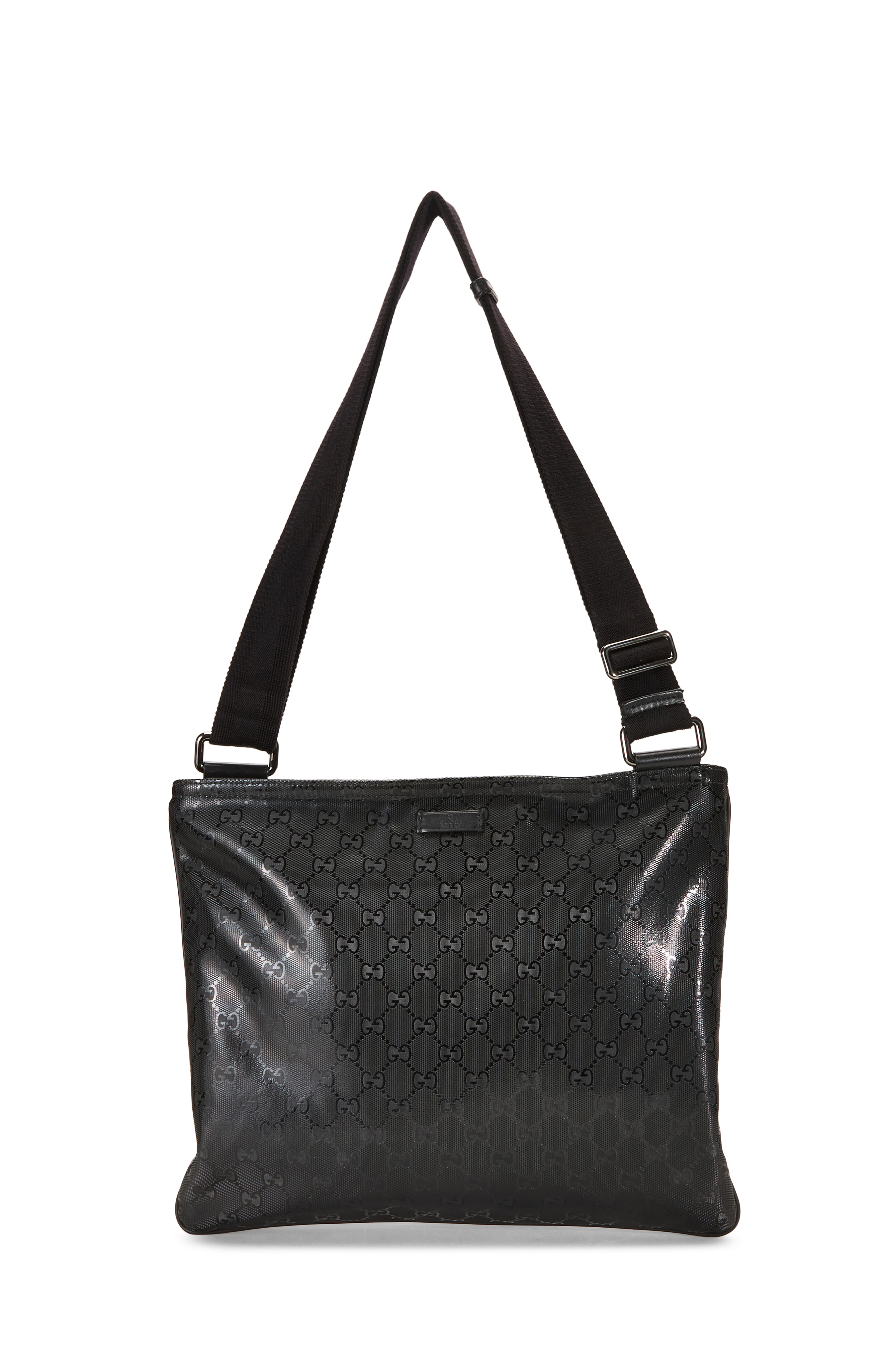 Women's Gucci Black GG Imprime Flat Messenger in Black