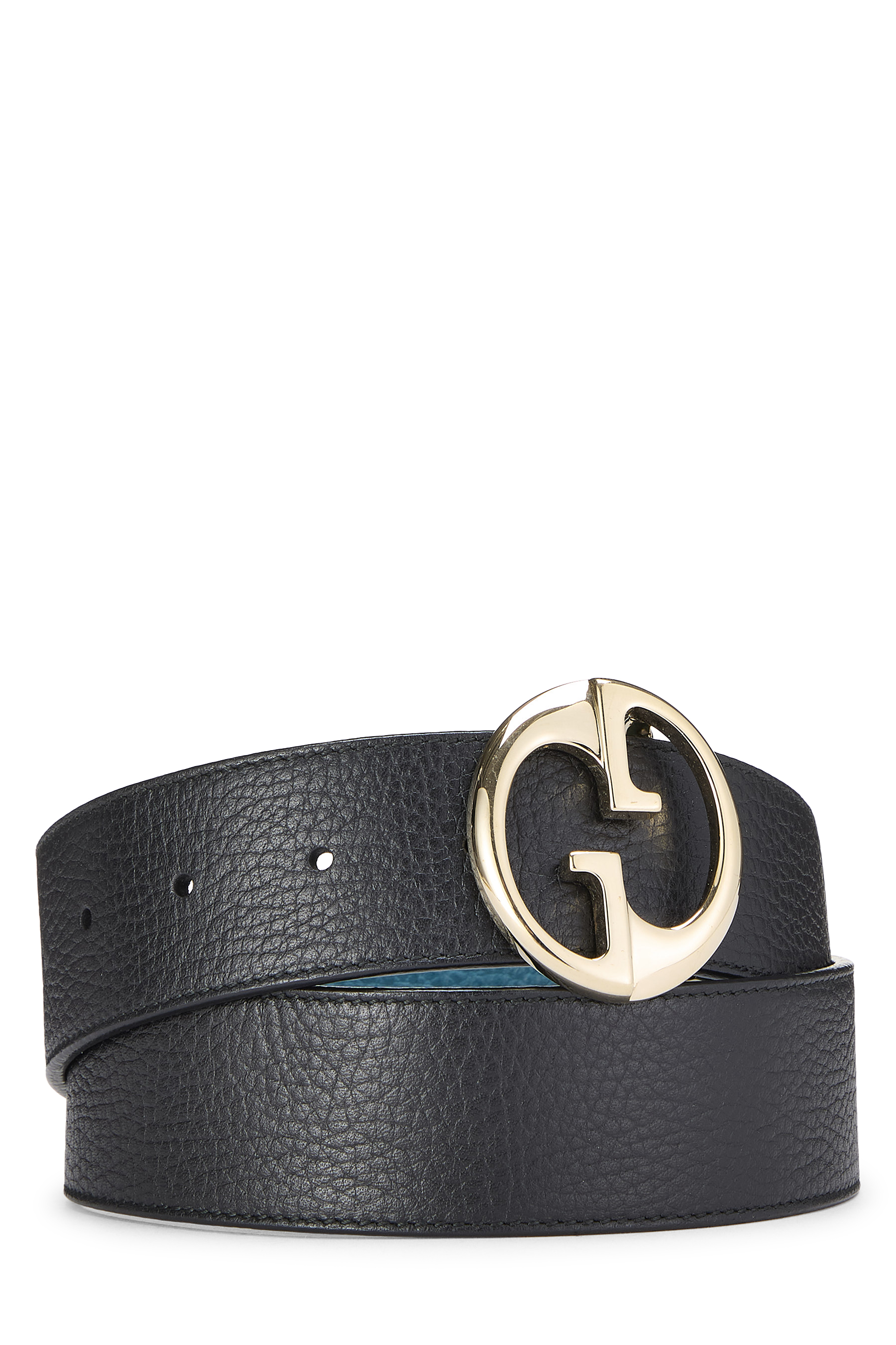 Women's Gucci Black Grained Leather Reversible 1973 Belt 80 in Black