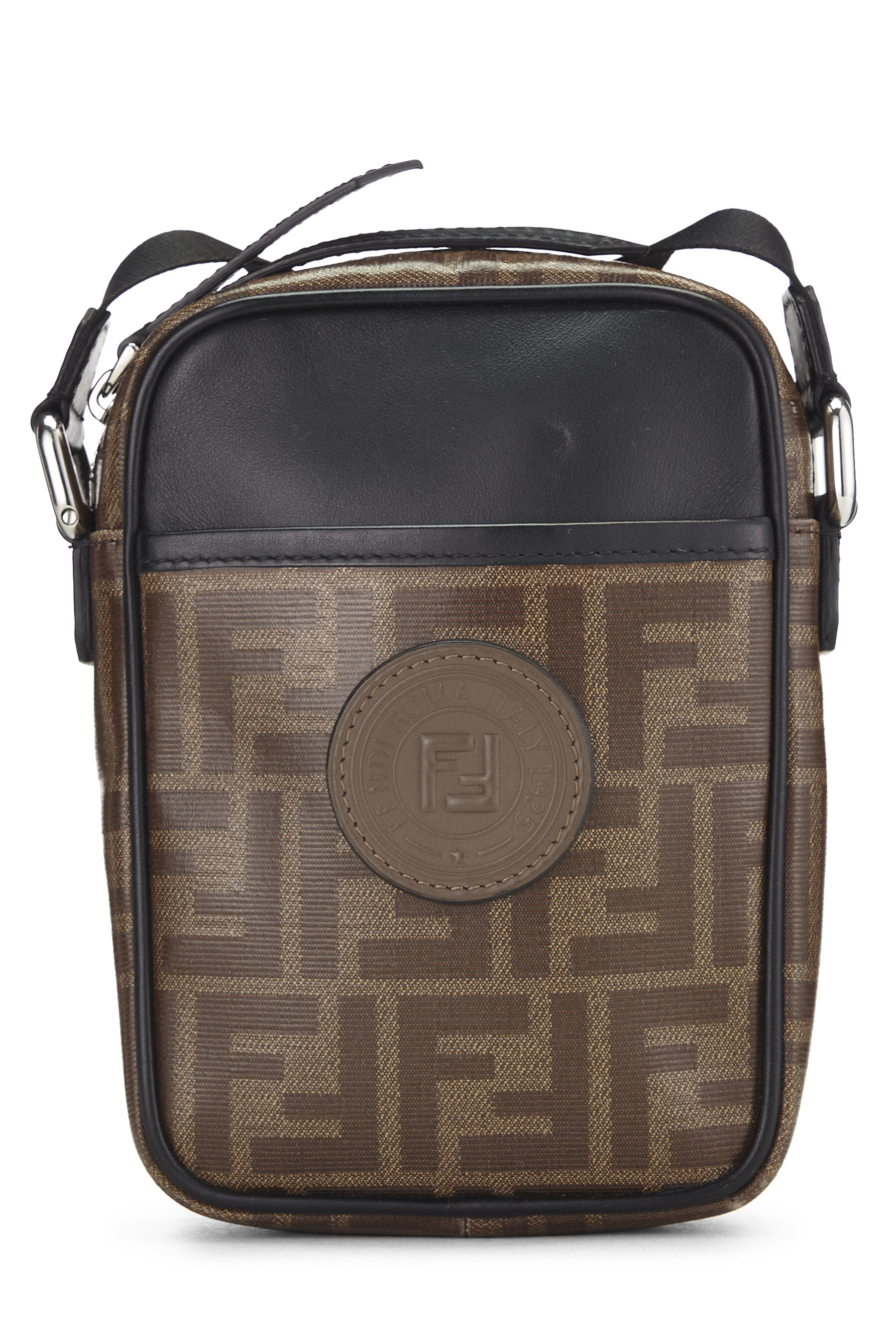 Women's Fendi Black & Brown Zucca Coated Canvas Crossbody Bag in Brown