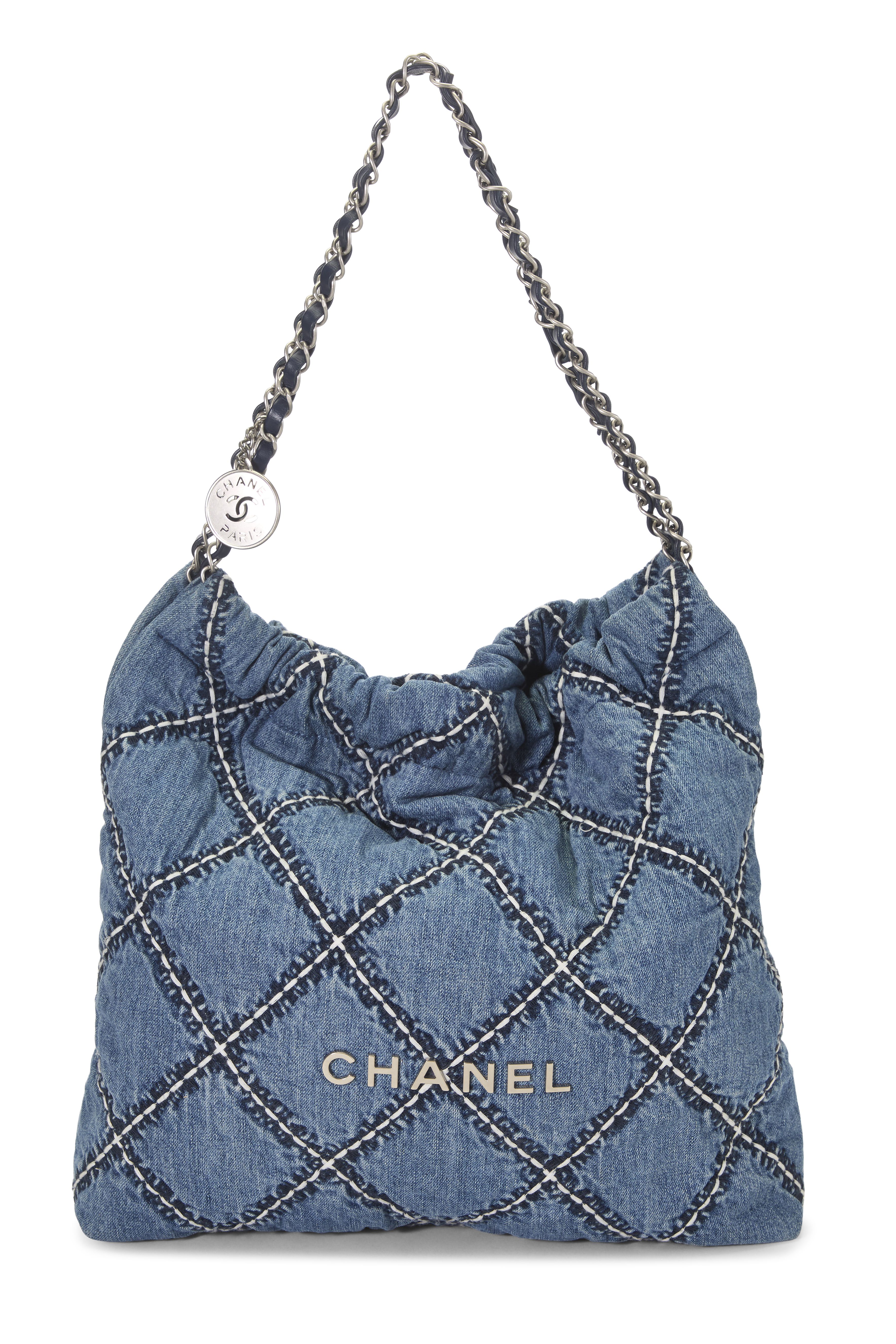 Women's Chanel Blue Denim Chanel 22 Hobo Small in Blue Small
