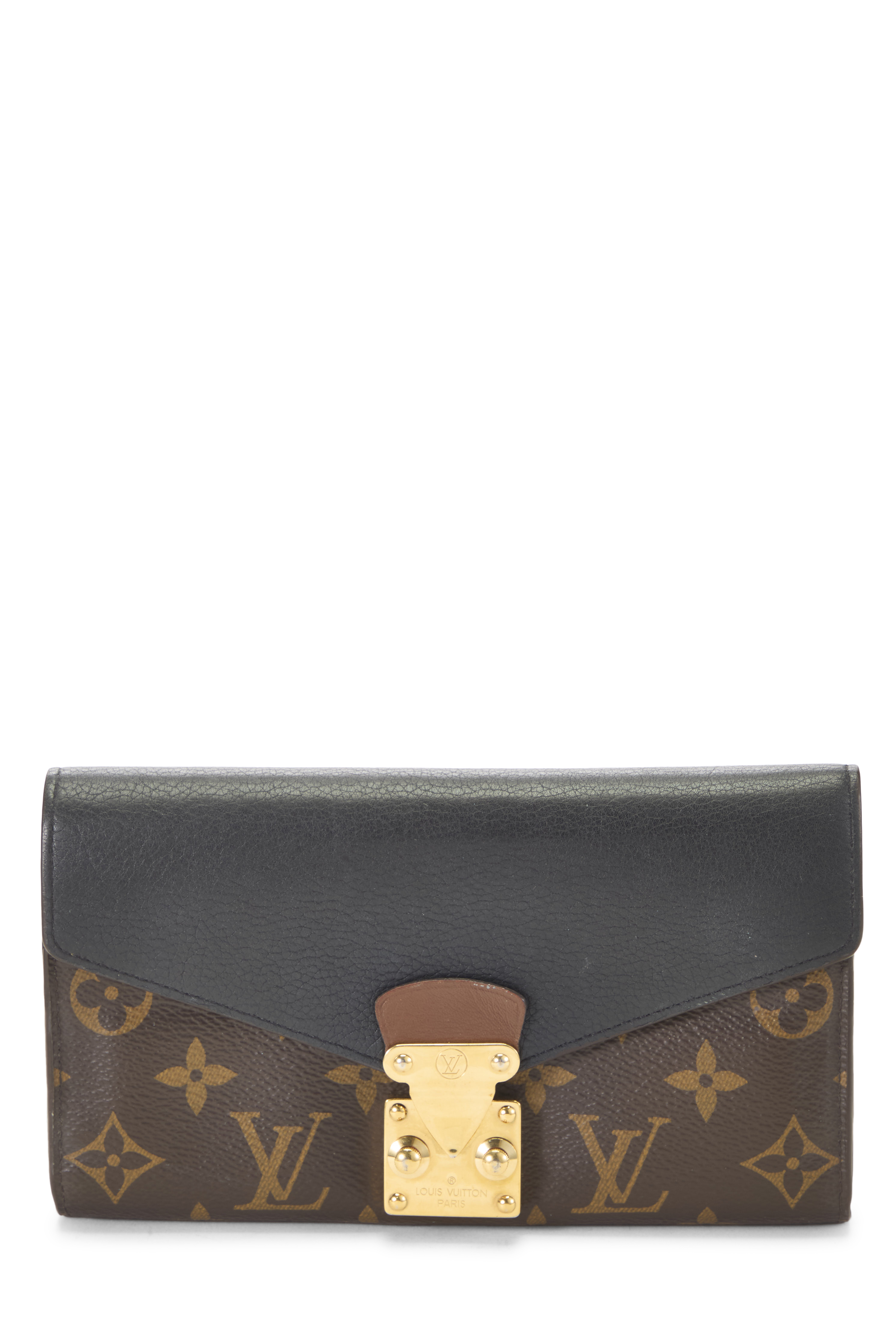 Women's Louis Vuitton Black Monogram Canvas Pallas Wallet in Black