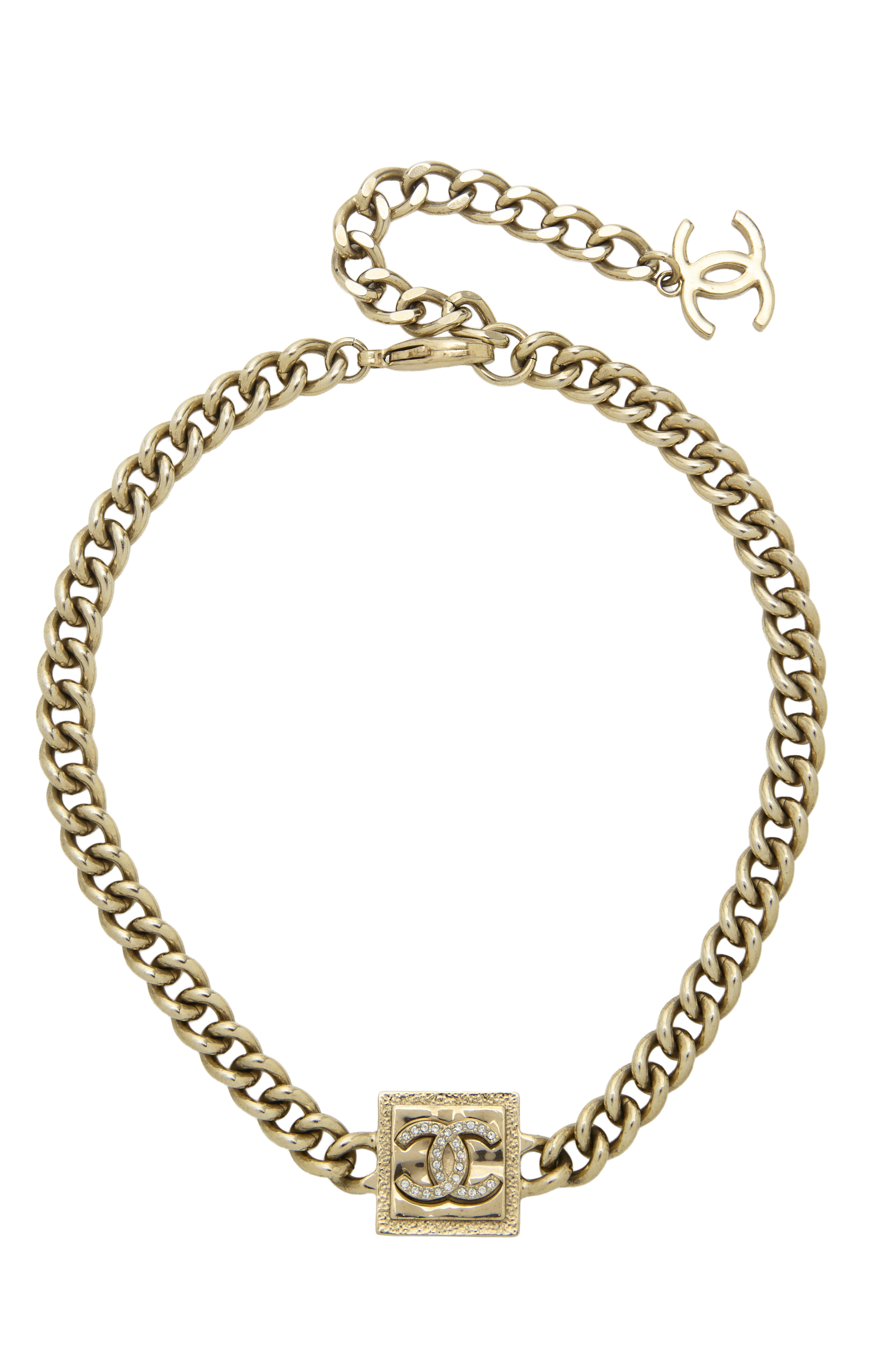 Women's Chanel Gold Crystal 'CC' Choker in Gold