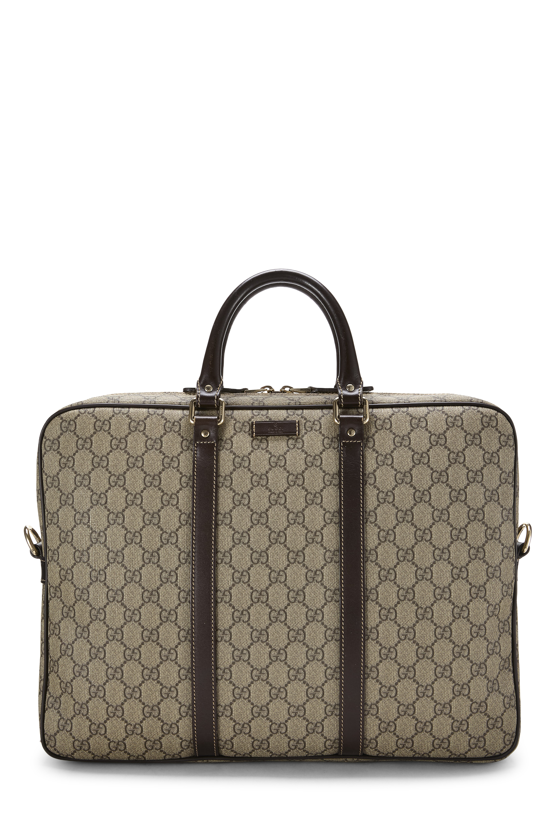 Women's Gucci Original GG Supreme Canvas Briefcase in Brown