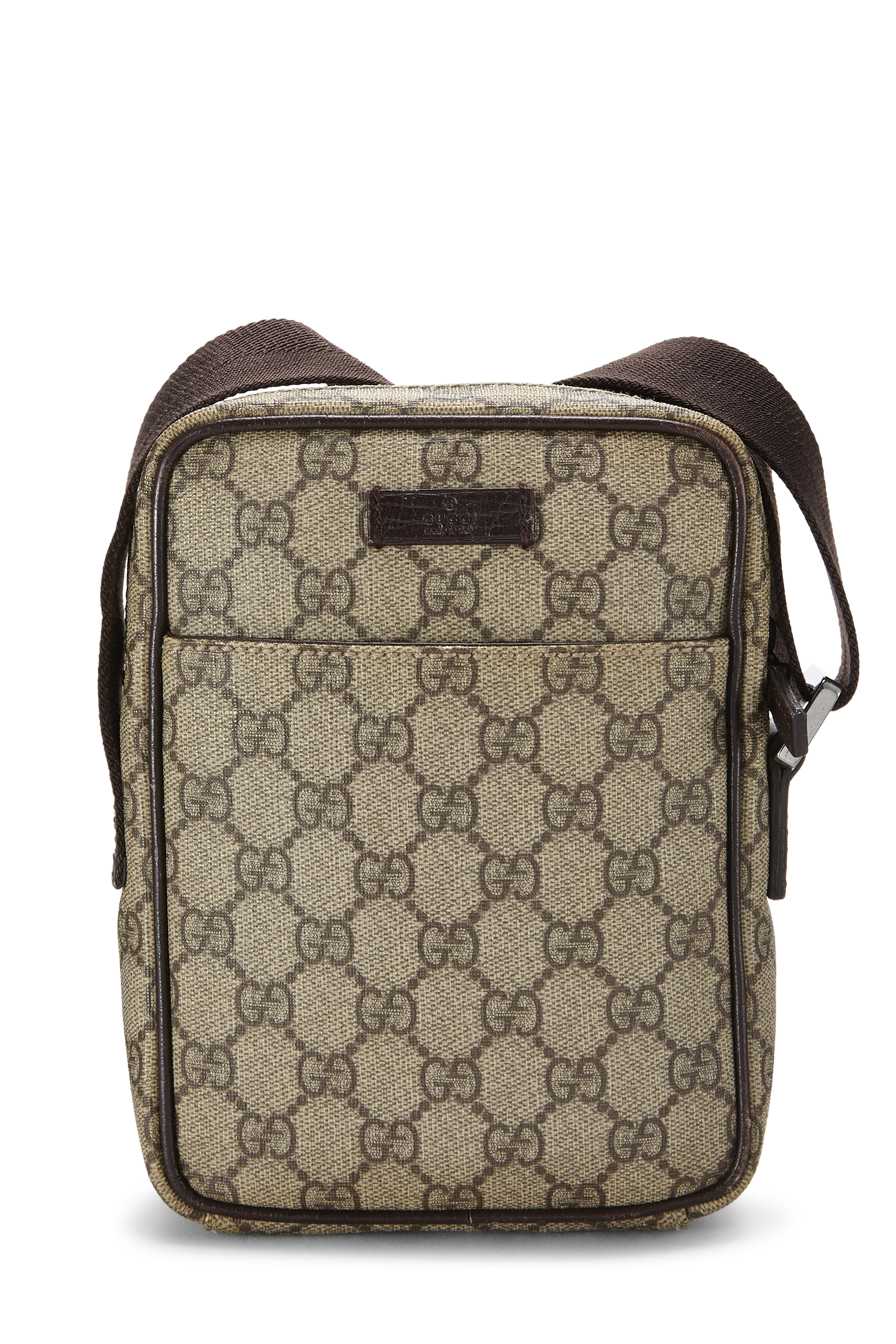 Women's Gucci Brown GG Supreme Canvas Vertical Messenger in Brown