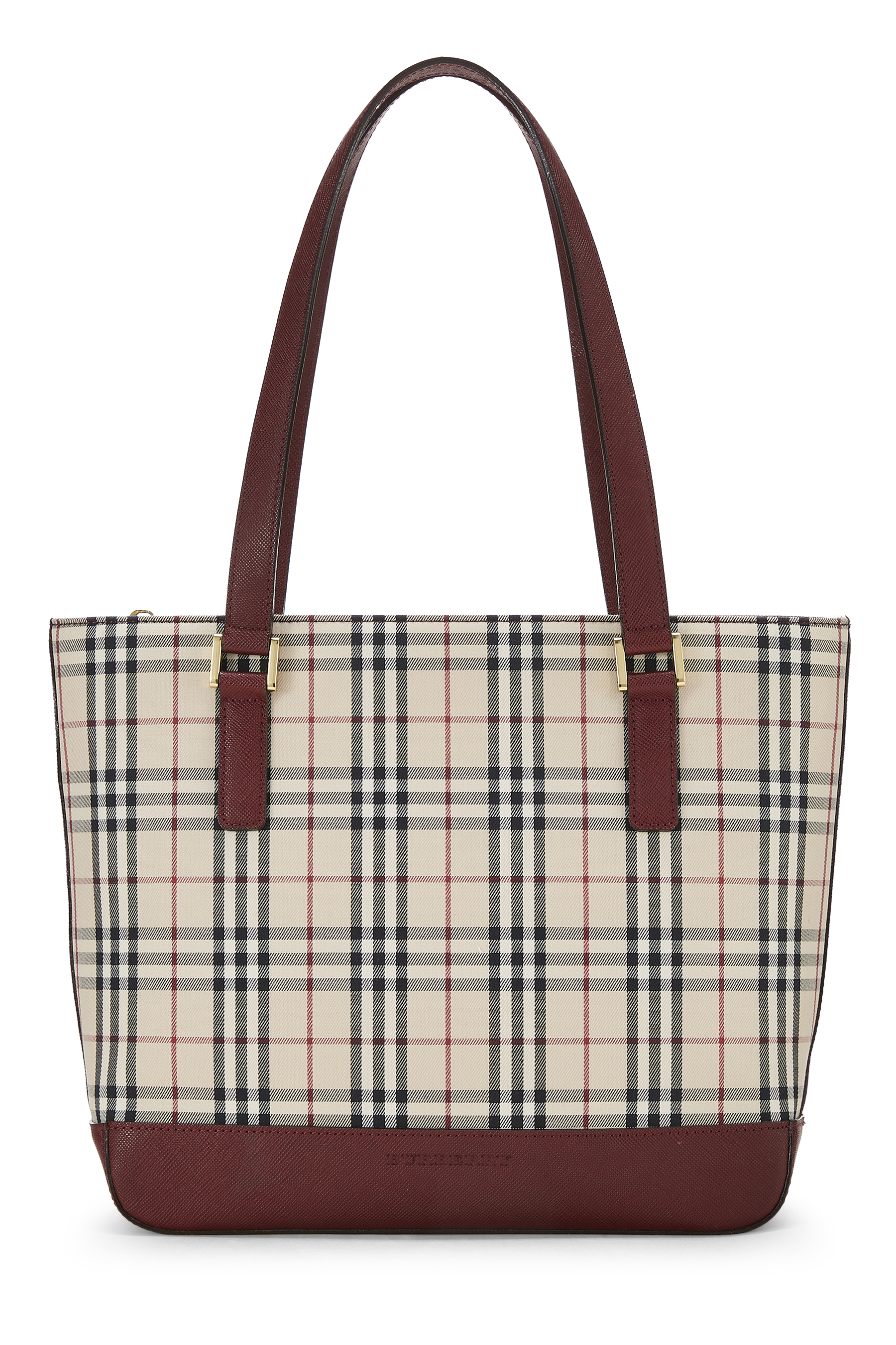 Women's Burberry Burgundy House Check Jacquard Shoulder Bag Small in Beige