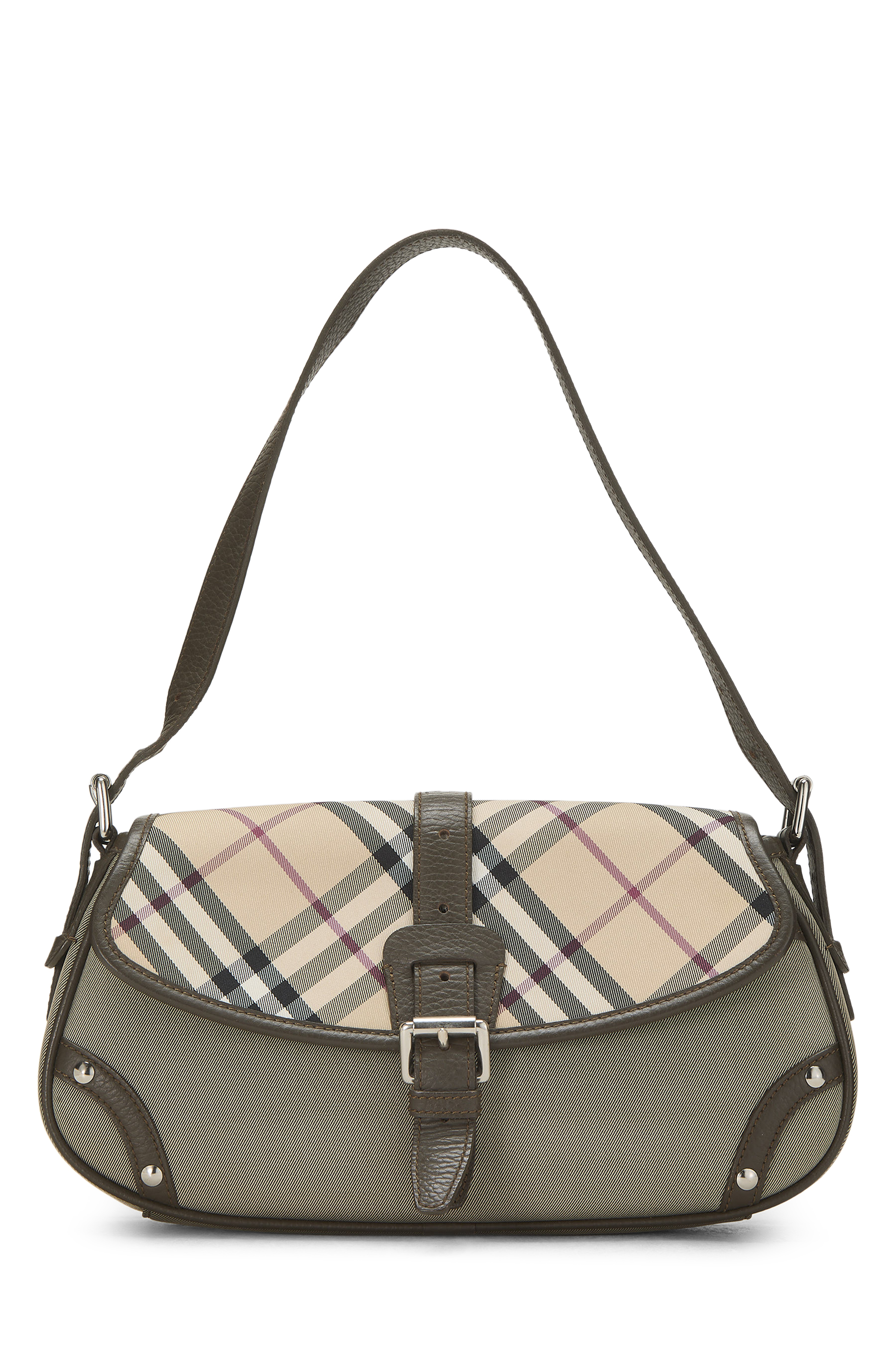 Women's Burberry Brown Nylon Buckle Flap Shoulder Bag in Brown