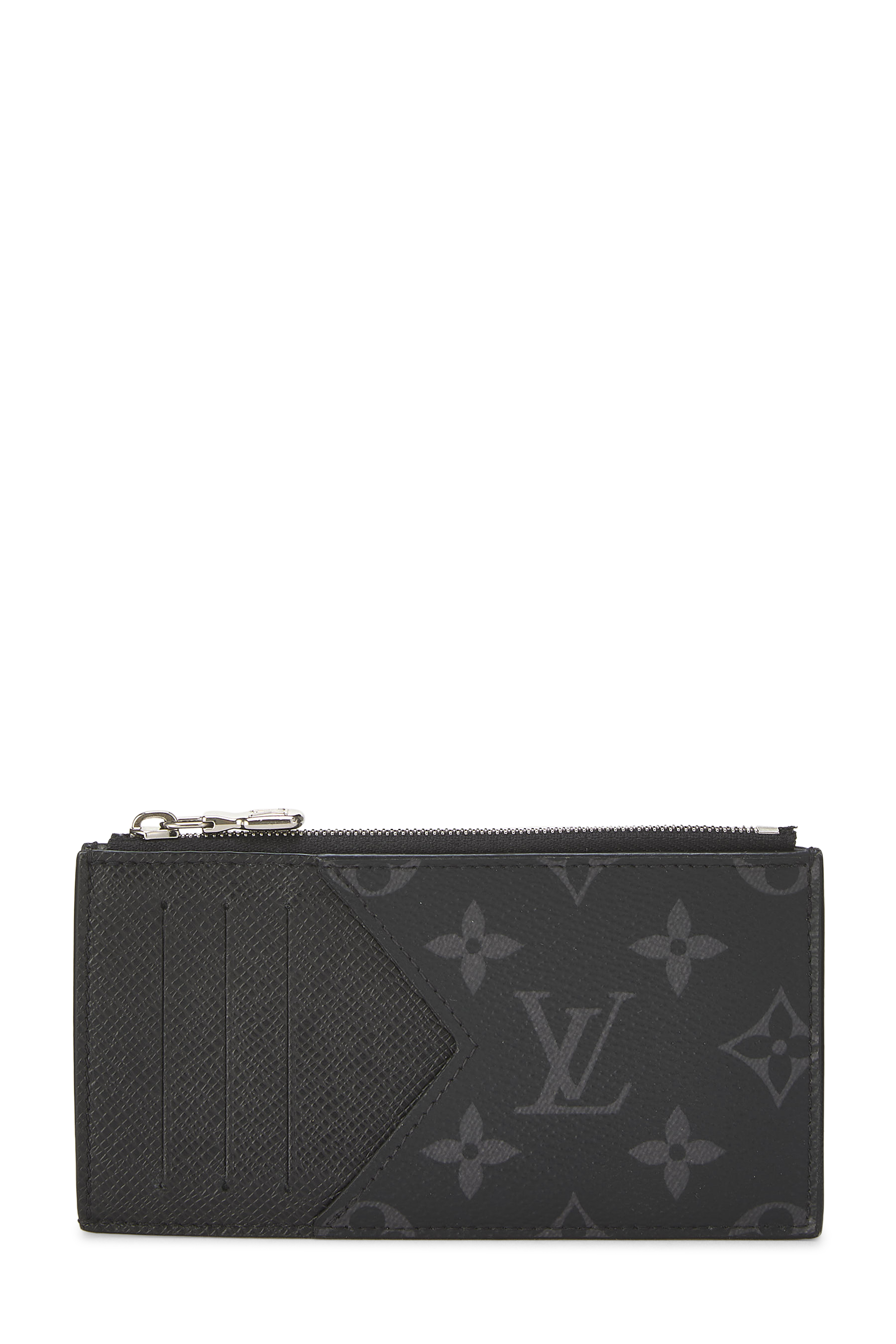 Women's Louis Vuitton Black Taigarama Coin & Card Holder in Black