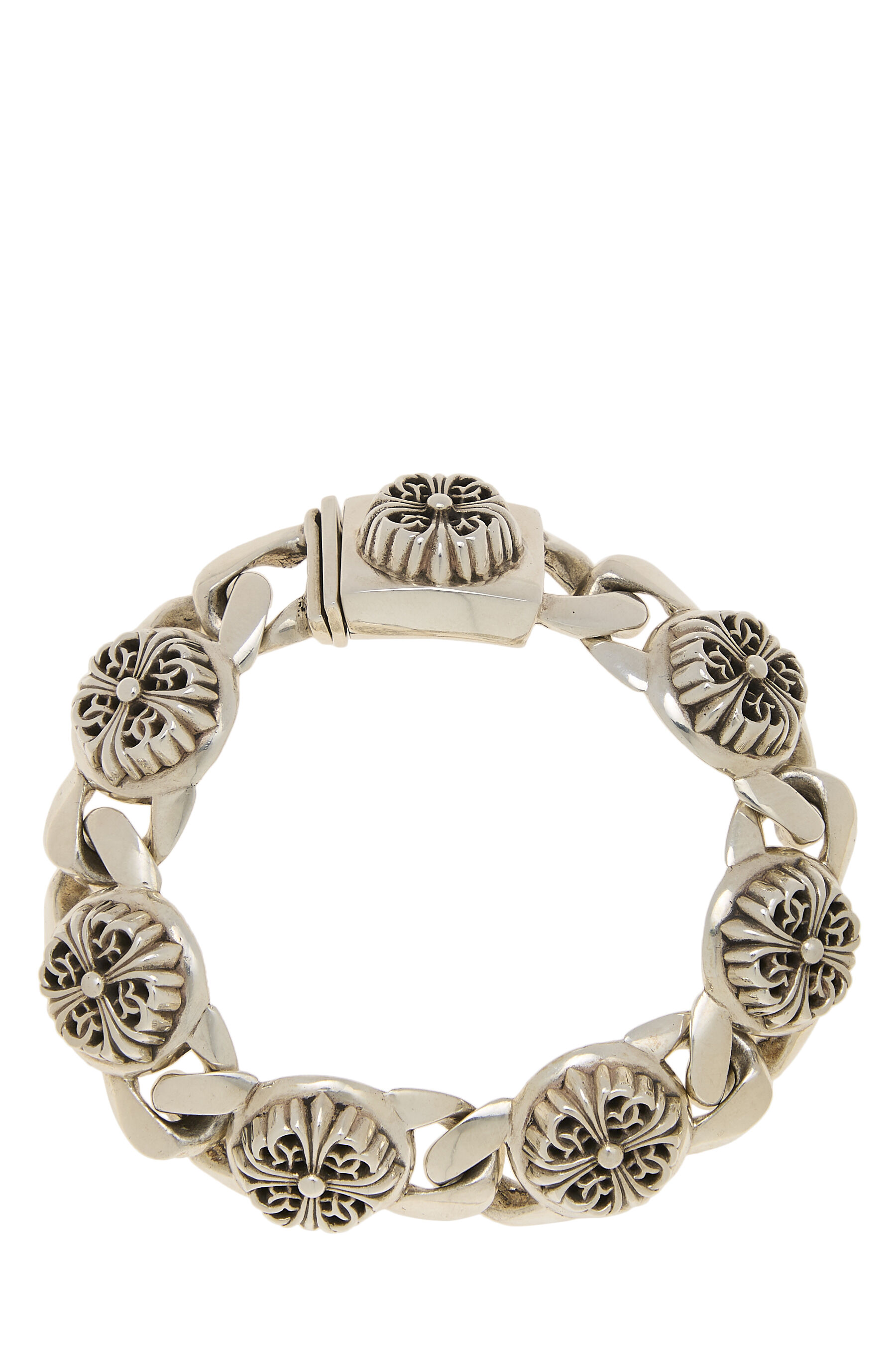 Women's Chrome Hearts Sterling Silver Cross Link Bracelet in Silver