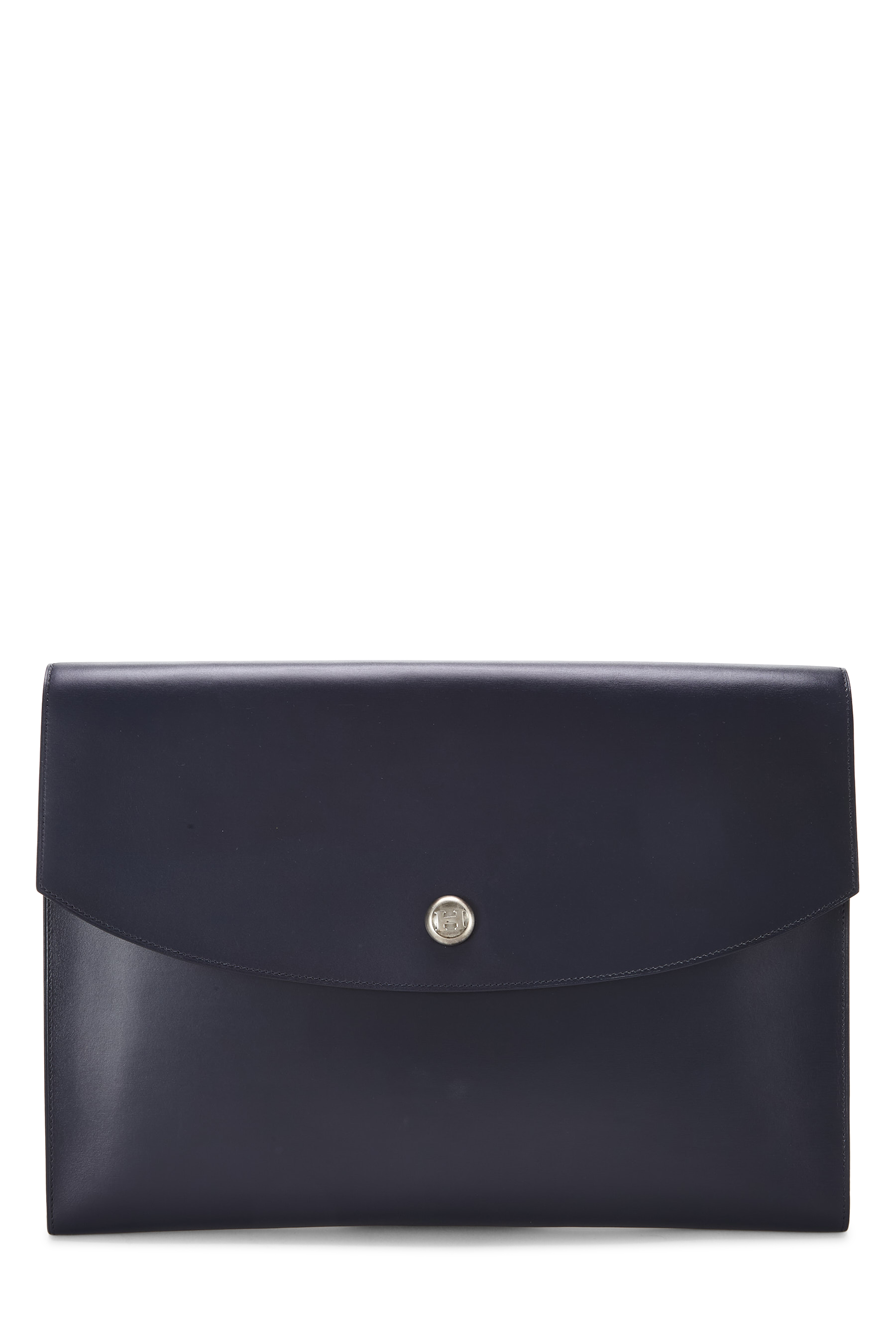 Women's Hermès Blue Indigo Box Leather Pochette Rio in Navy