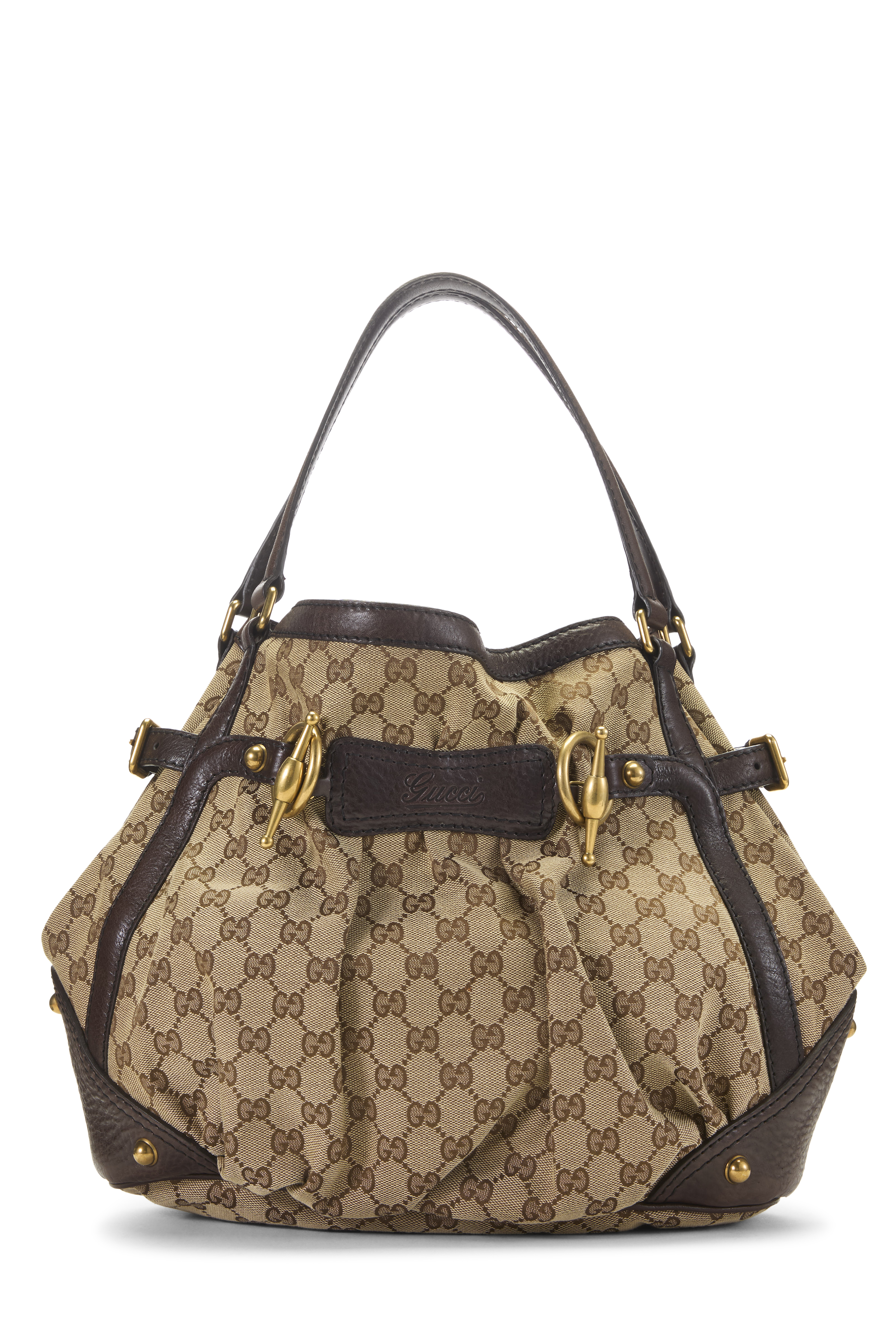 Women's Gucci Brown Original GG Canvas Jockey Tote Large in Brown Large