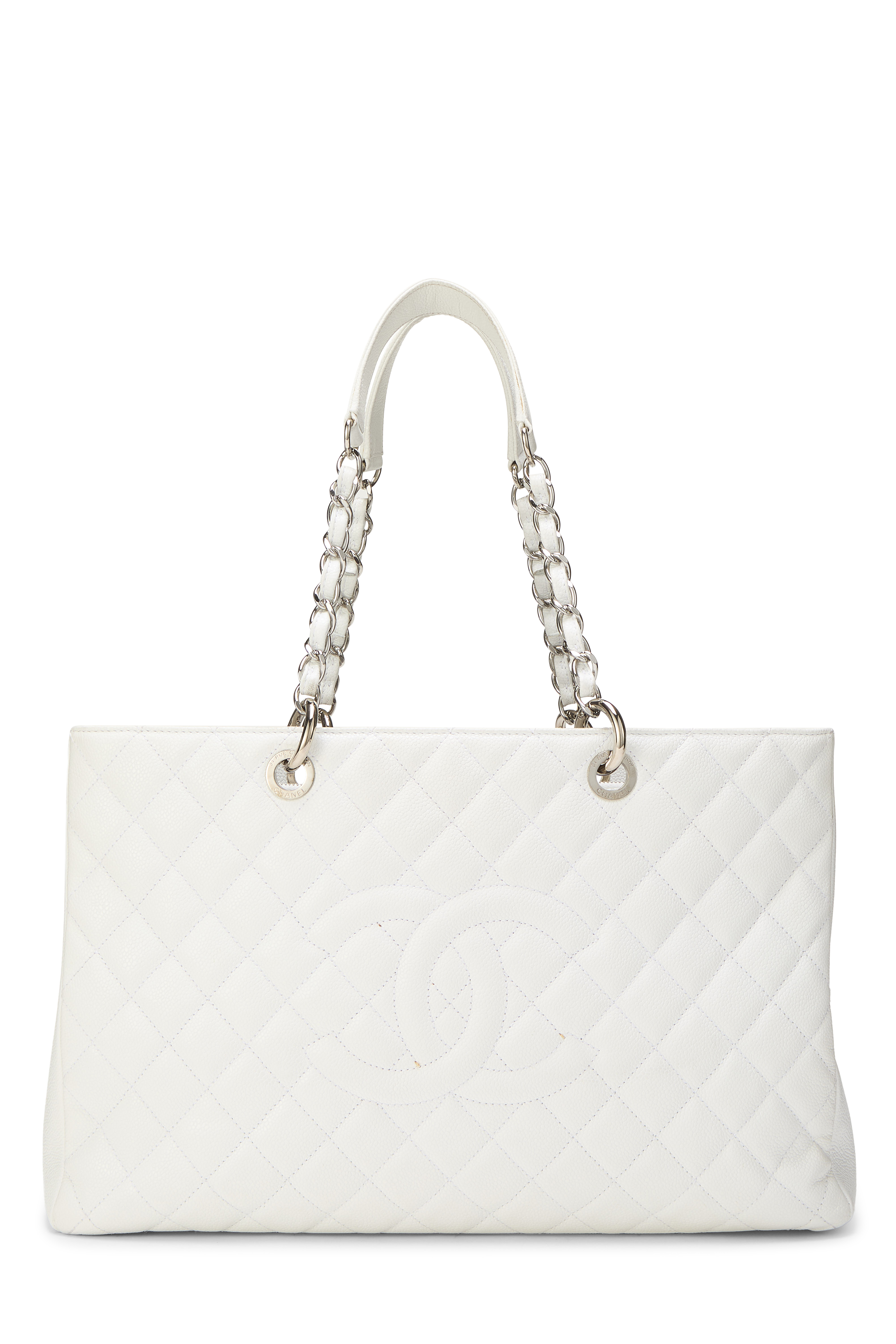 Women's Chanel White Quilted Caviar Grand Shopping Tote (GST) XL in White XL