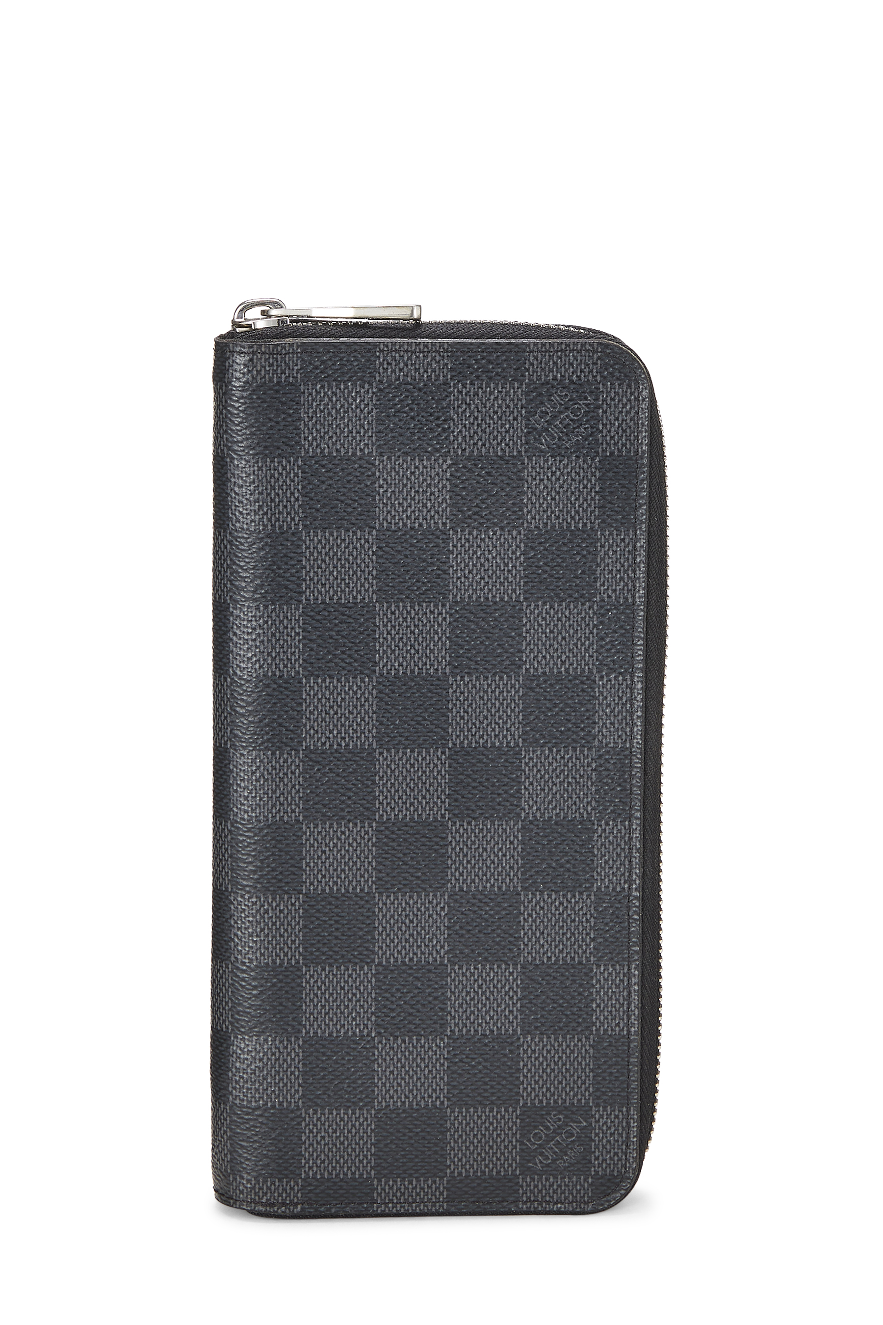 Women's Louis Vuitton Damier Graphite Zippy Vertical Wallet in Black
