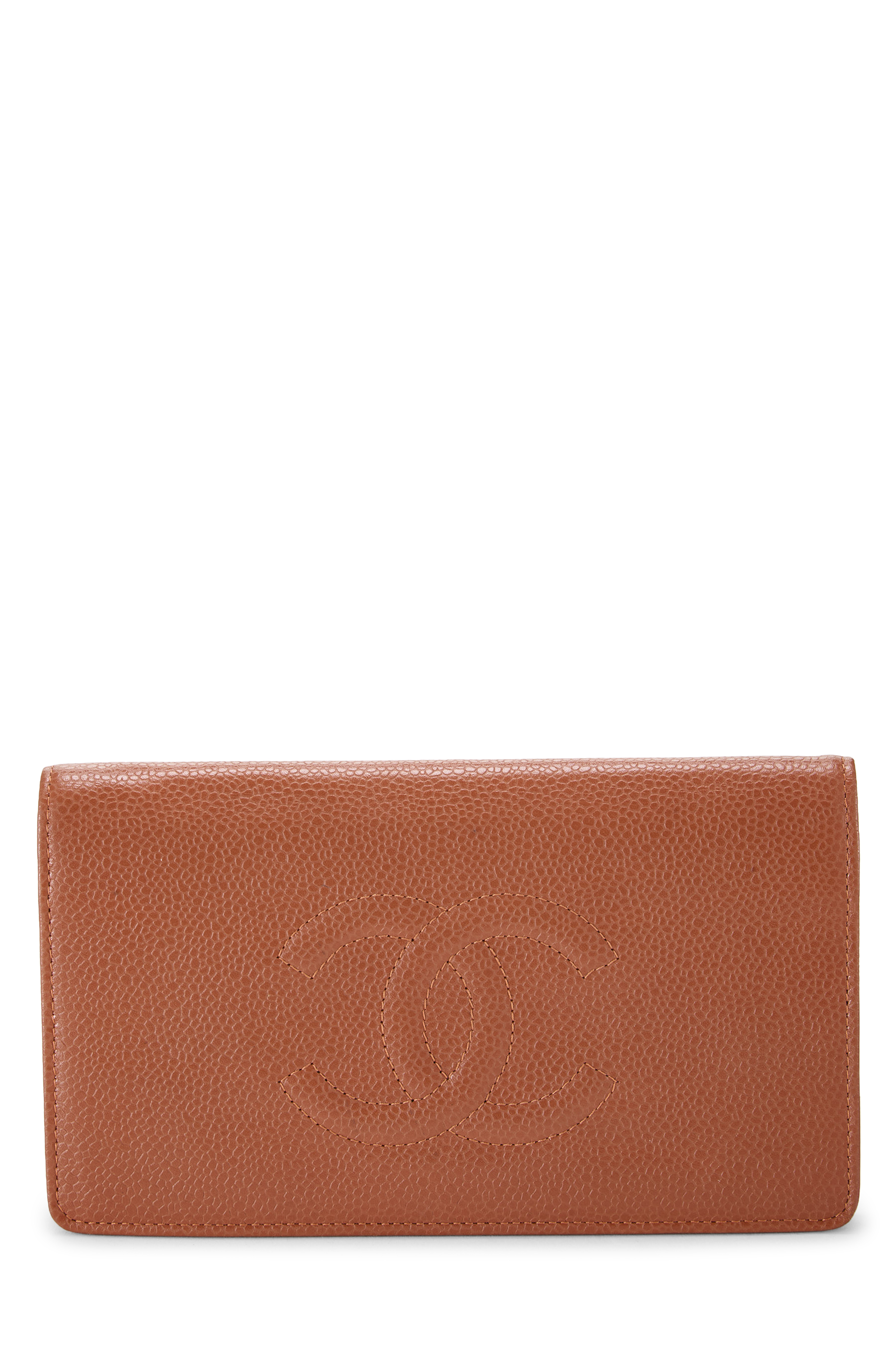 Women's Chanel Orange Caviar Timeless 'CC' Long Wallet in Orange