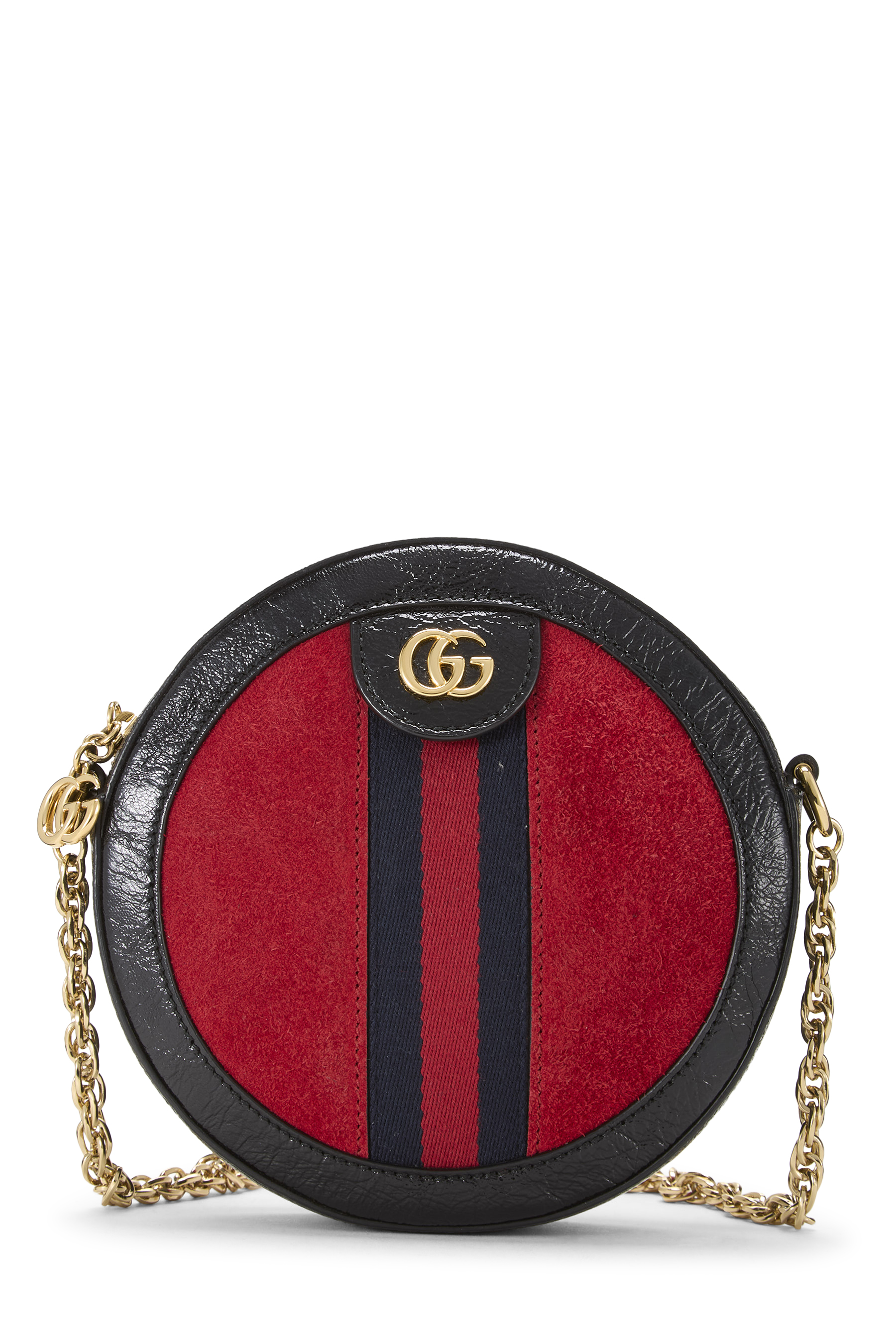 Women's Gucci Black Suede Ophidia Round Shoulder Bag Mini in Black Mini