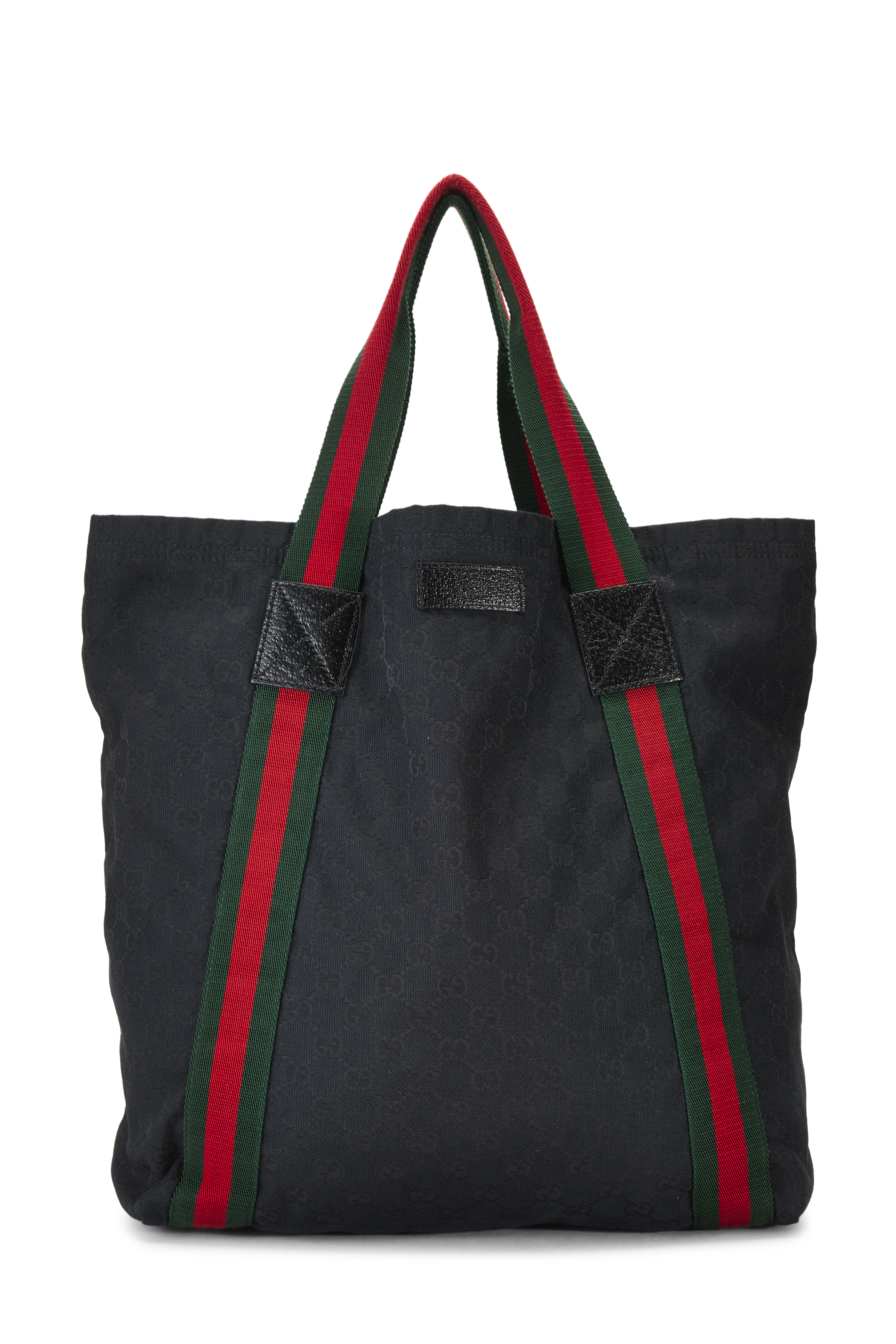 Women's Gucci Black GG Canvas Flat Web Tote in Black