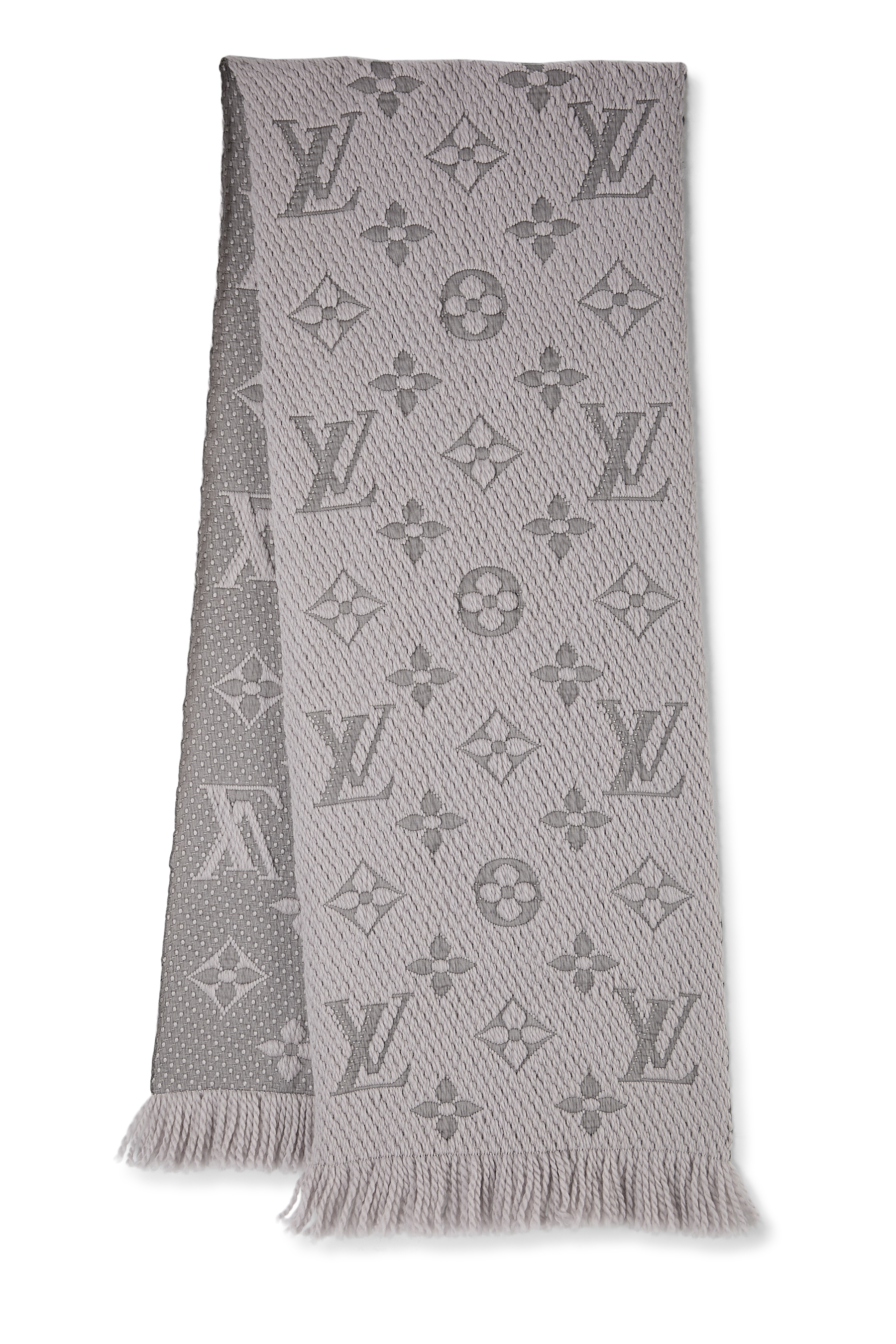 Women's Louis Vuitton Grey Wool Logomania Scarf in Grey