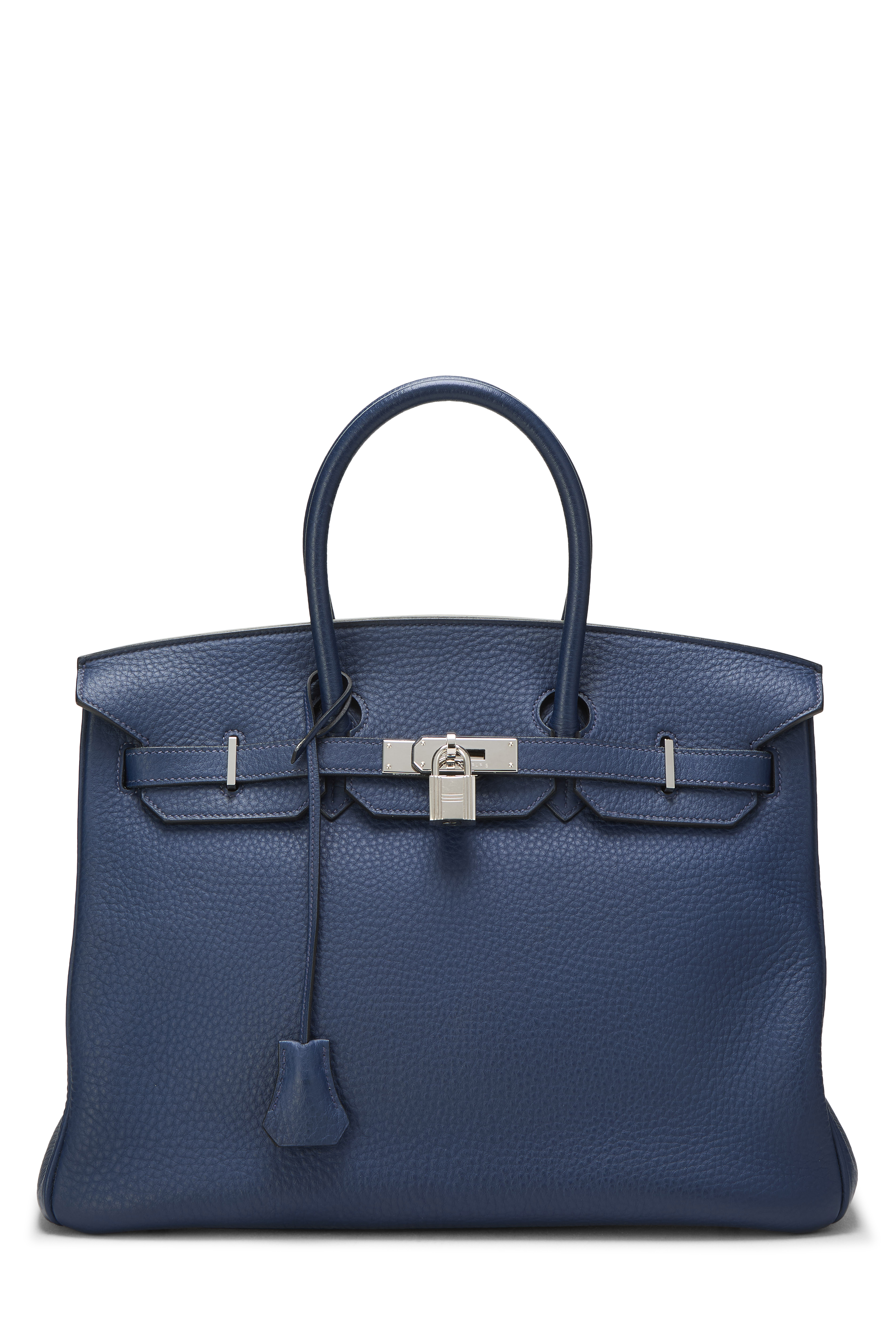 Women's Hermès Blue Saphir Clemence Birkin 35 in Blue Saphir