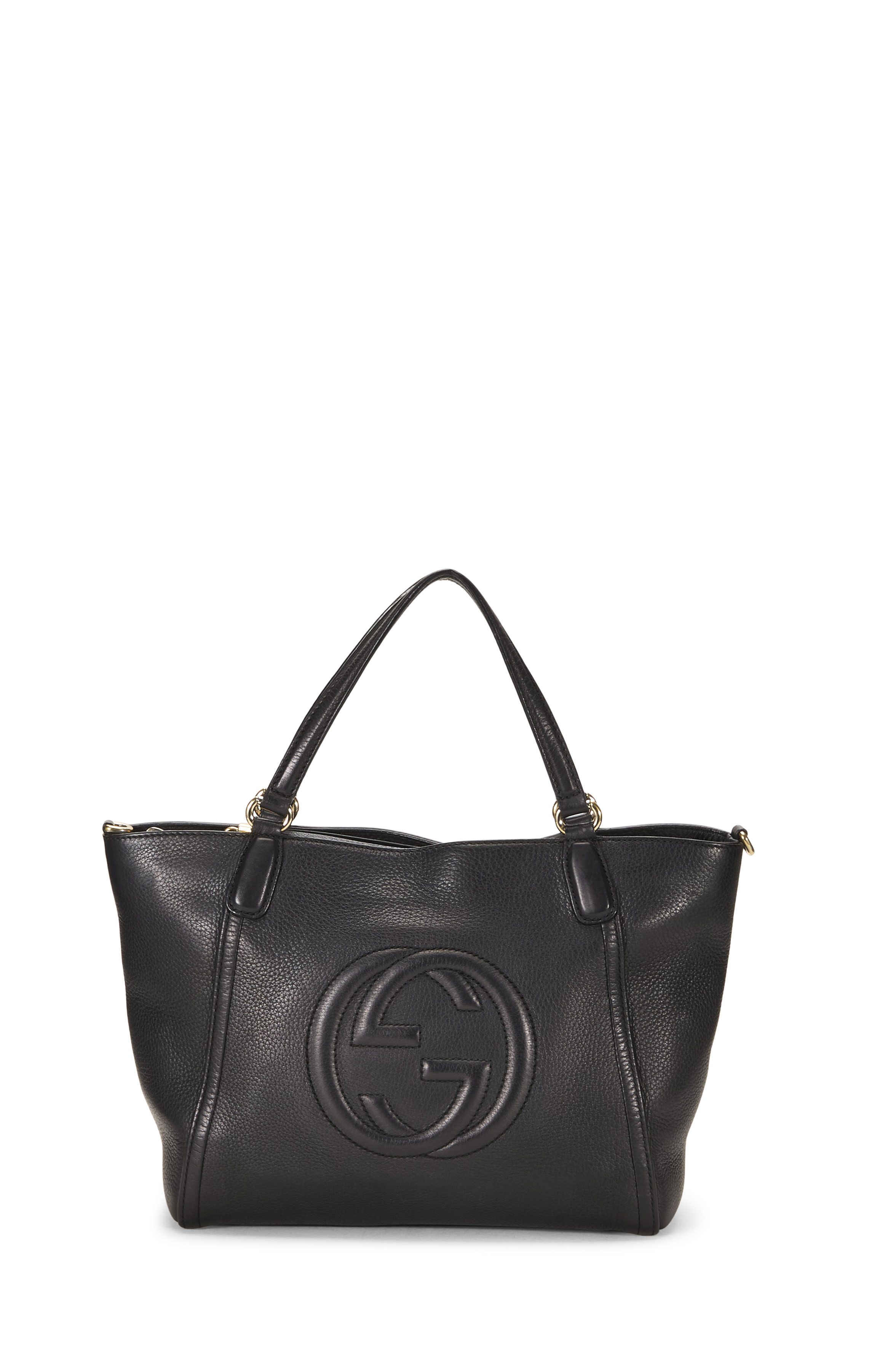 Women's Gucci Black Grained Leather Soho Top Handle Bag in Black