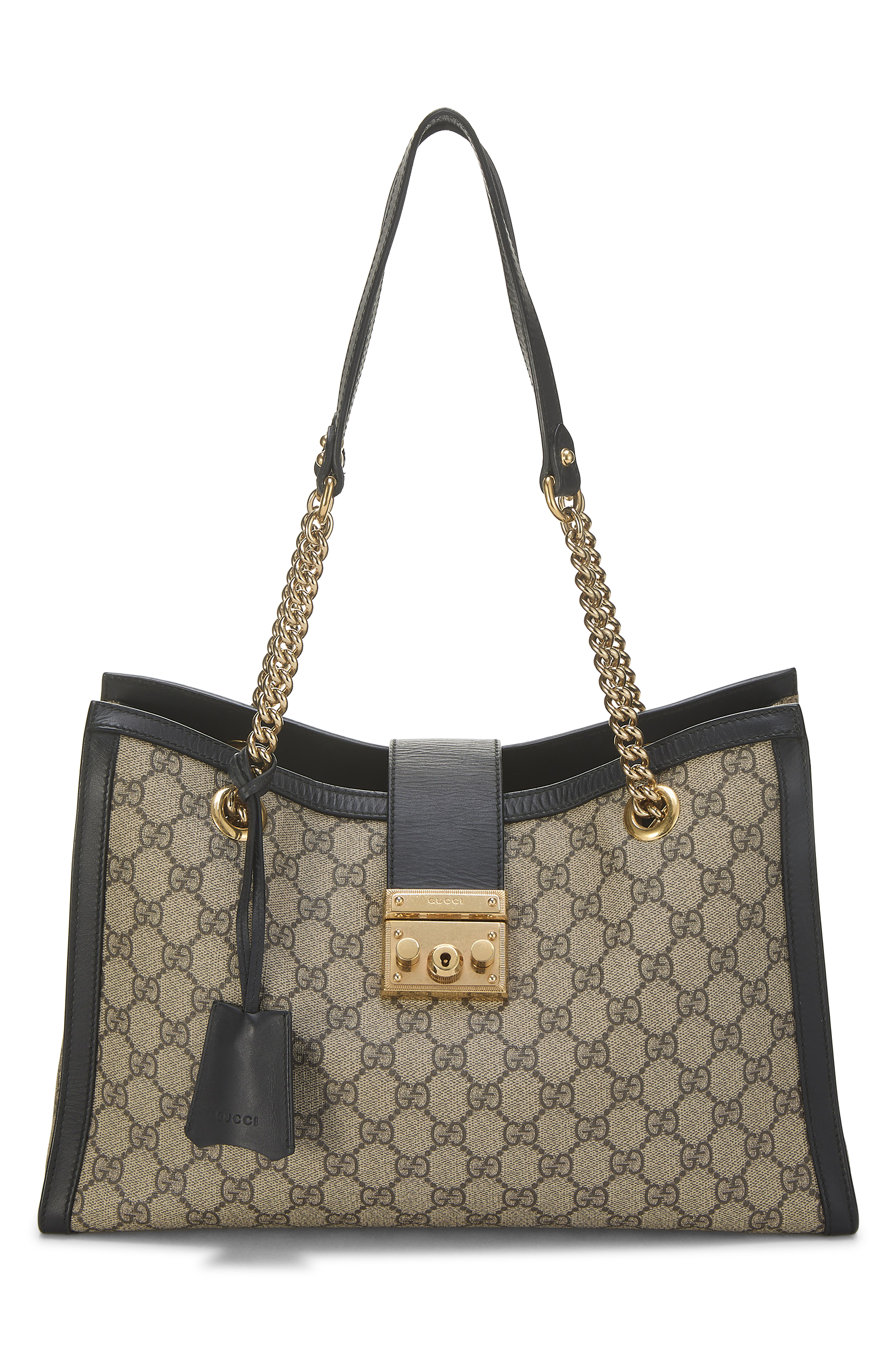 Women's Gucci Black Original GG Supreme Bee Padlock Shoulder Medium in Black Medium