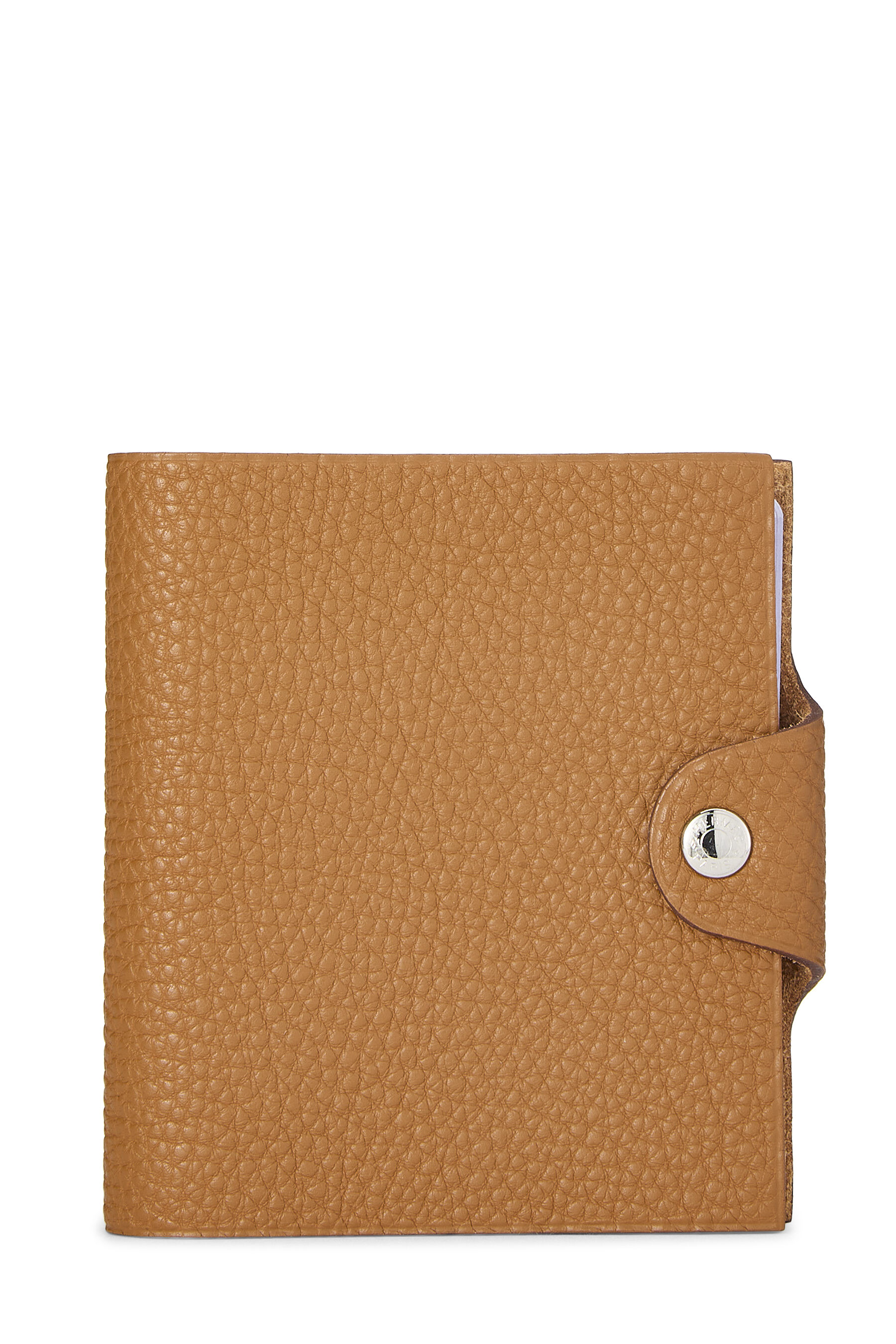 Women's Hermès Brown Togo Leather Ulysse Mini Model Notebook in Hermes Gold Mini