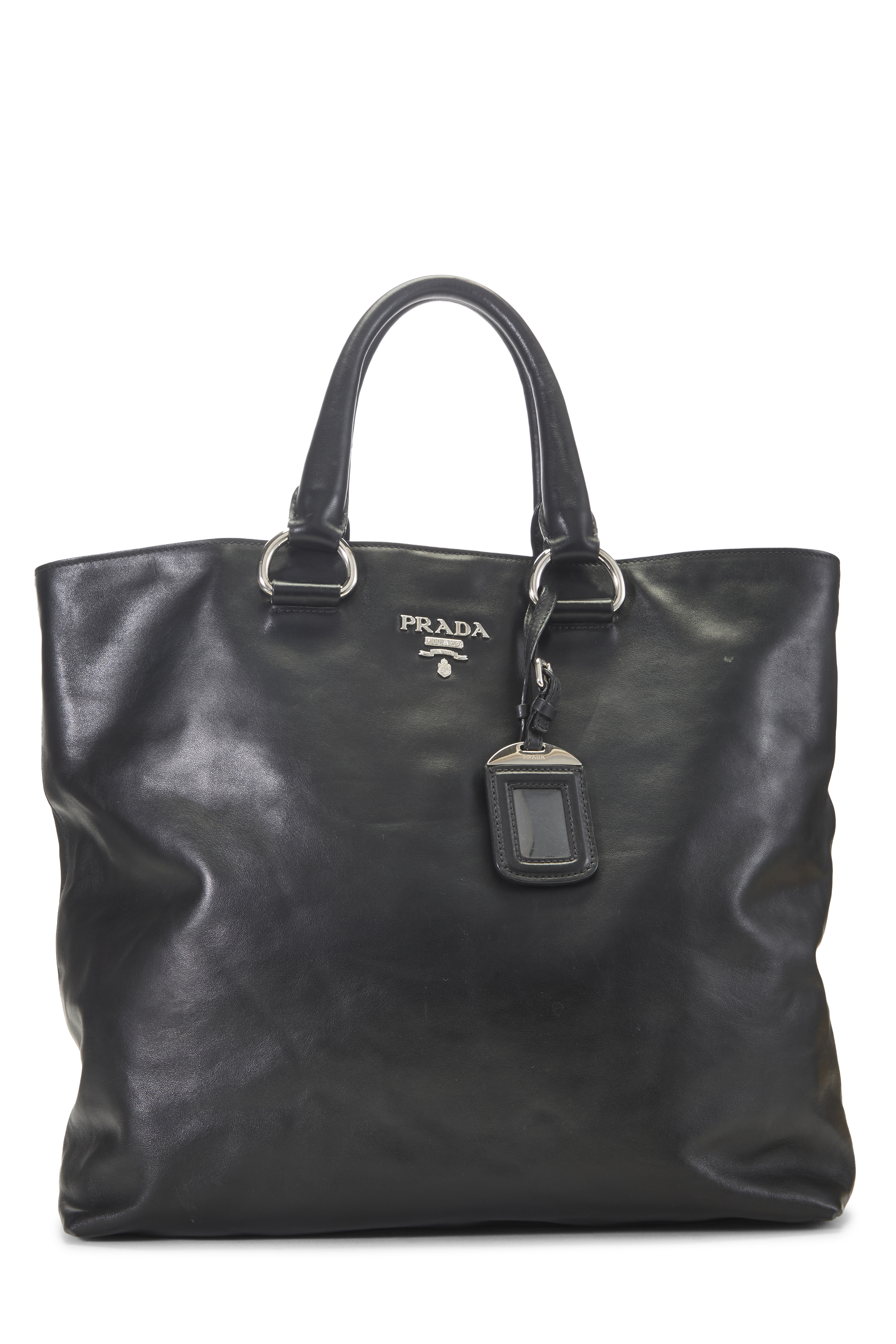 Women's Prada Black Calfskin Shopping Tote Medium in Black Medium