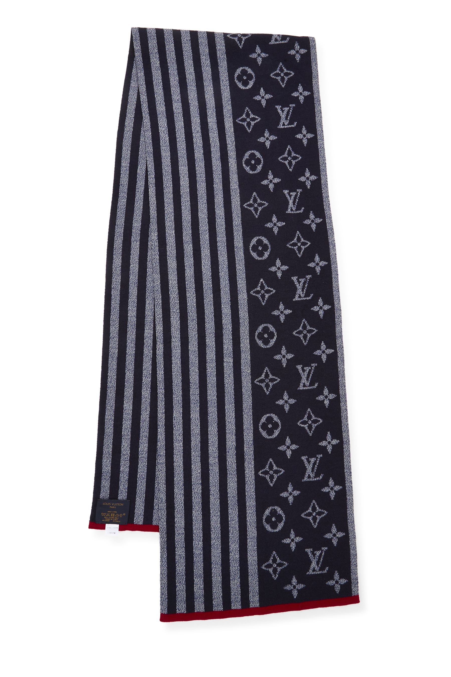 Women's Louis Vuitton Navy Monogram Wool Scarf in Navy