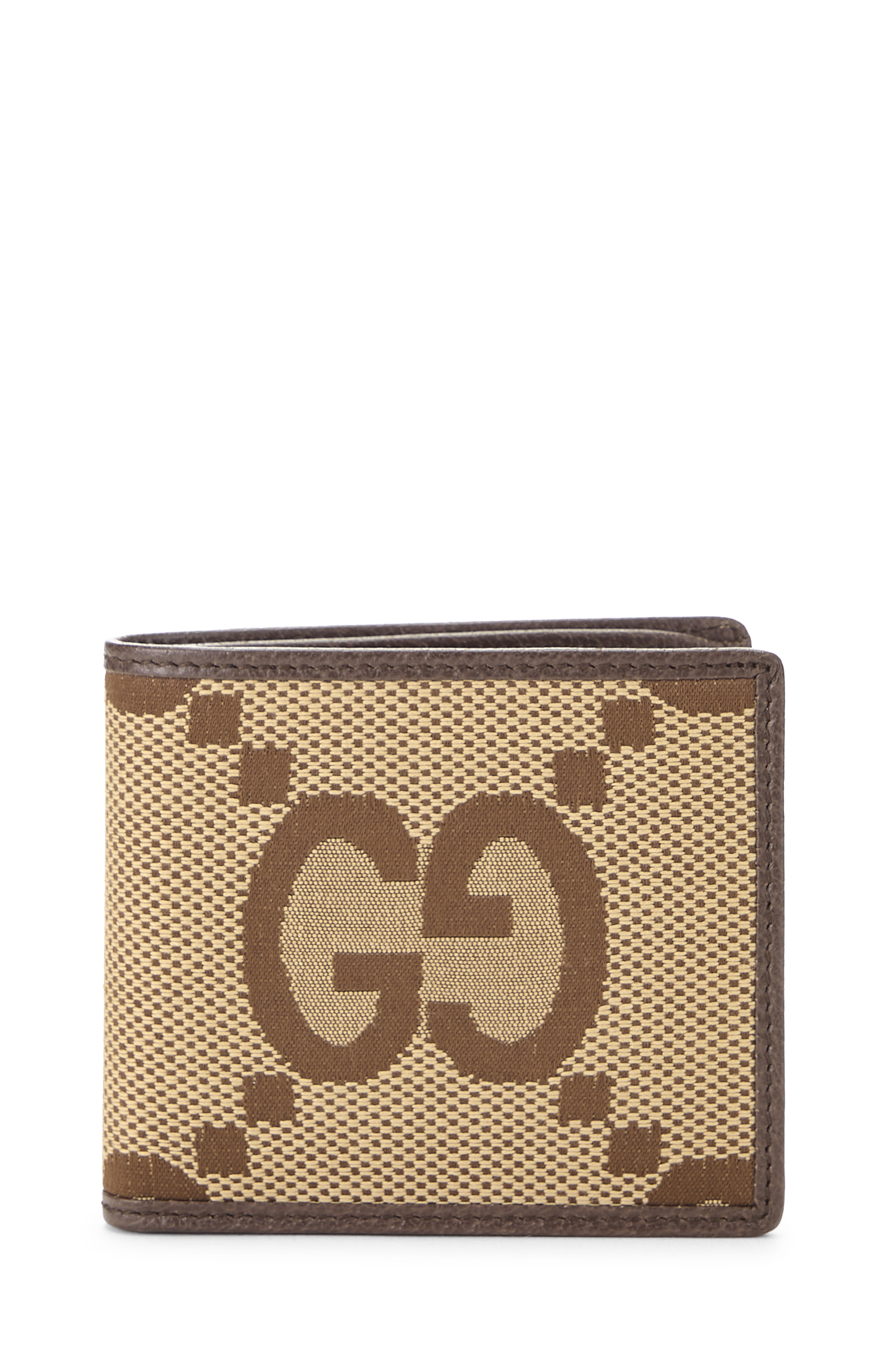 Women's Leather Gucci Brown Jumbo GG Canvas Bifold Wallet in Brown
