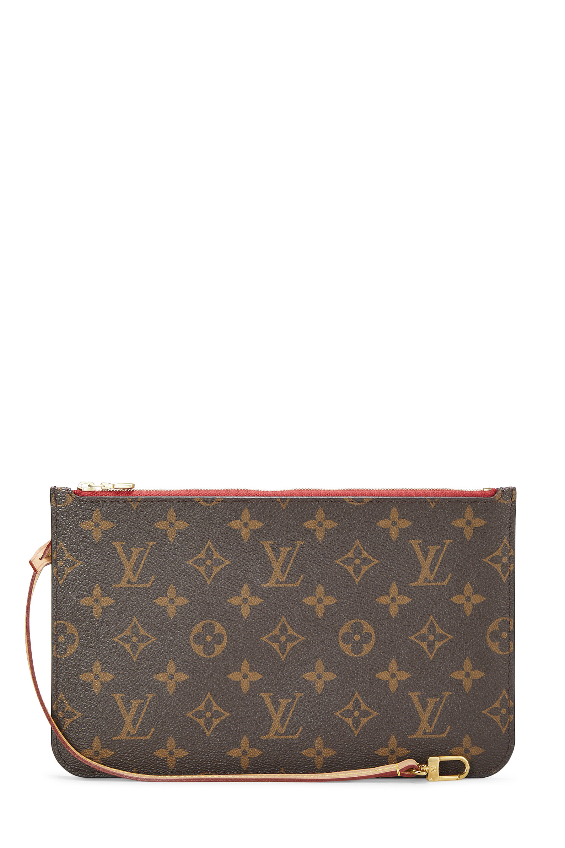 Women's Louis Vuitton Monogram Canvas Neverfull Pouch in Red MM