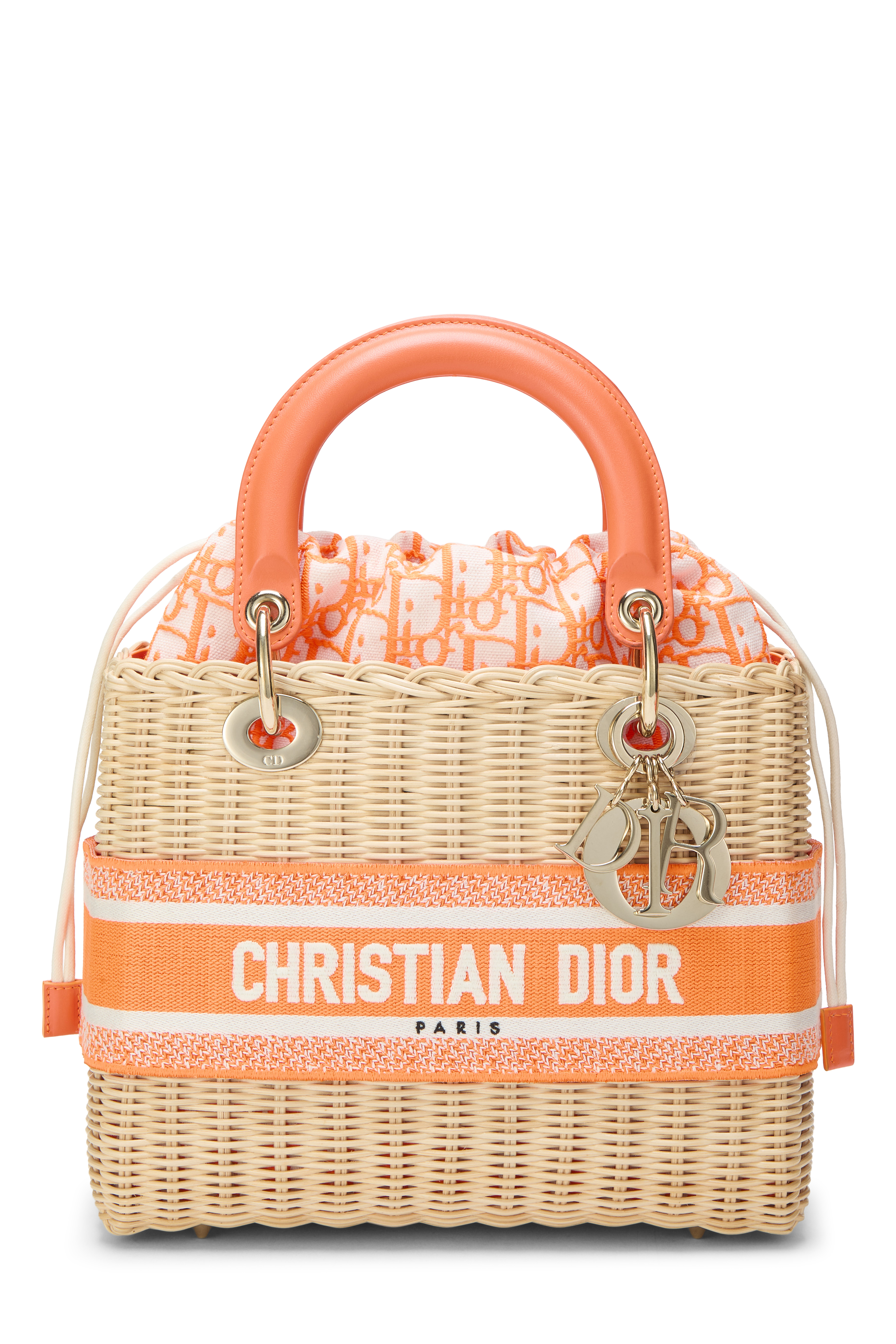 Women's Christian Dior Orange Wicker Lady Dior Medium in Orange Medium