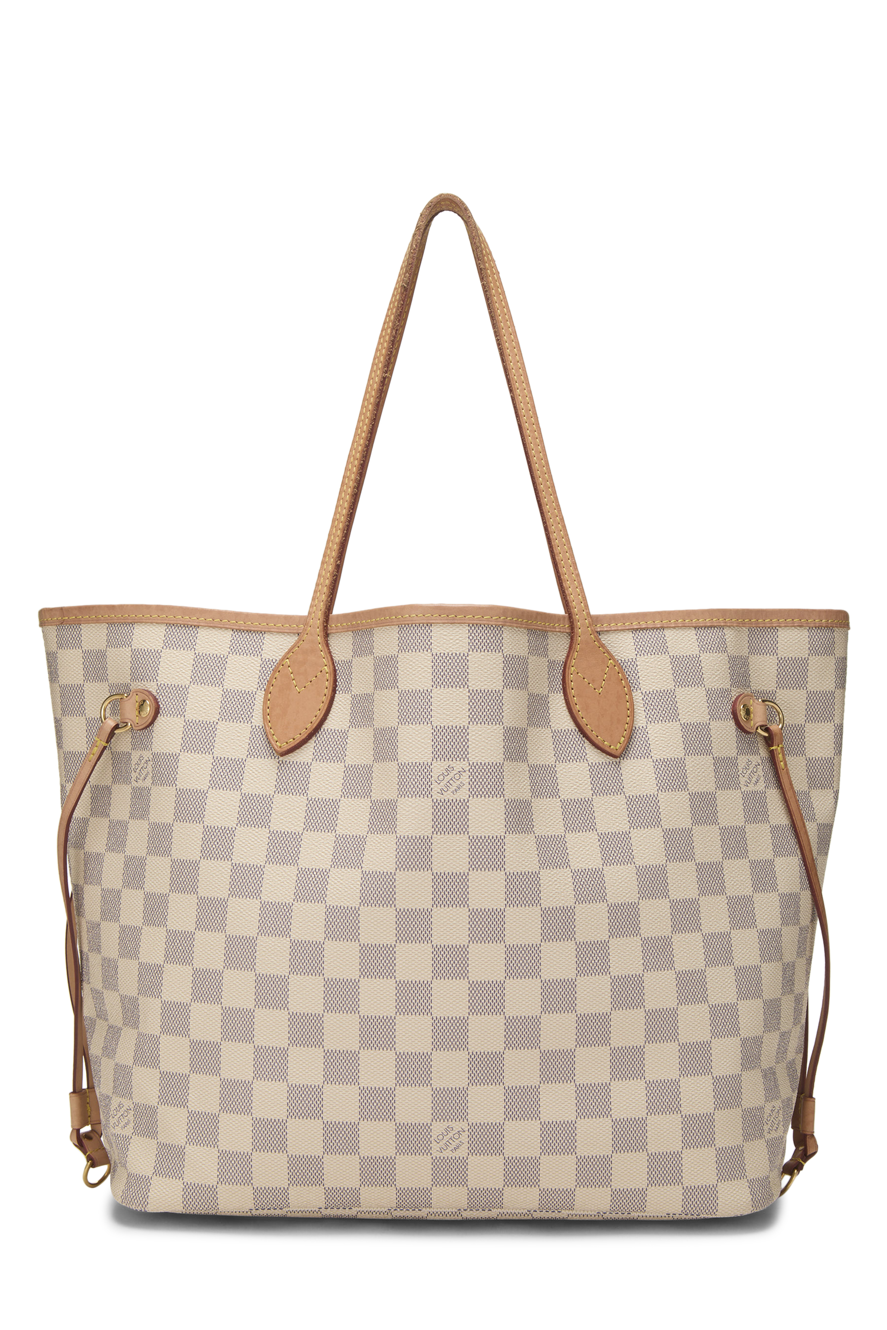 Women's Louis Vuitton Damier Azur Neverfull MM NM in White MM