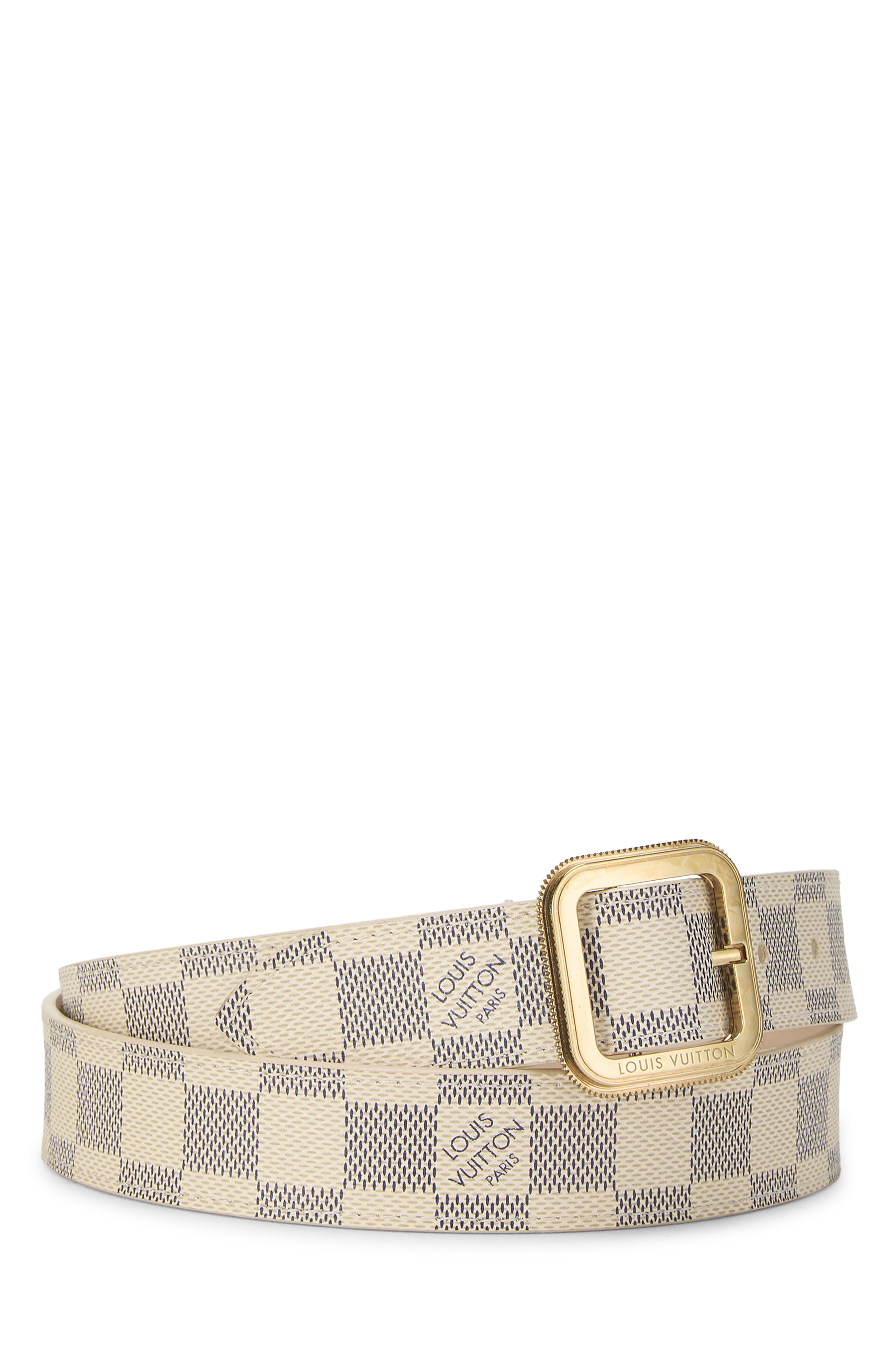 Women's Louis Vuitton Damier Azur Inventeur Ceinture Tresor 90 in Brown