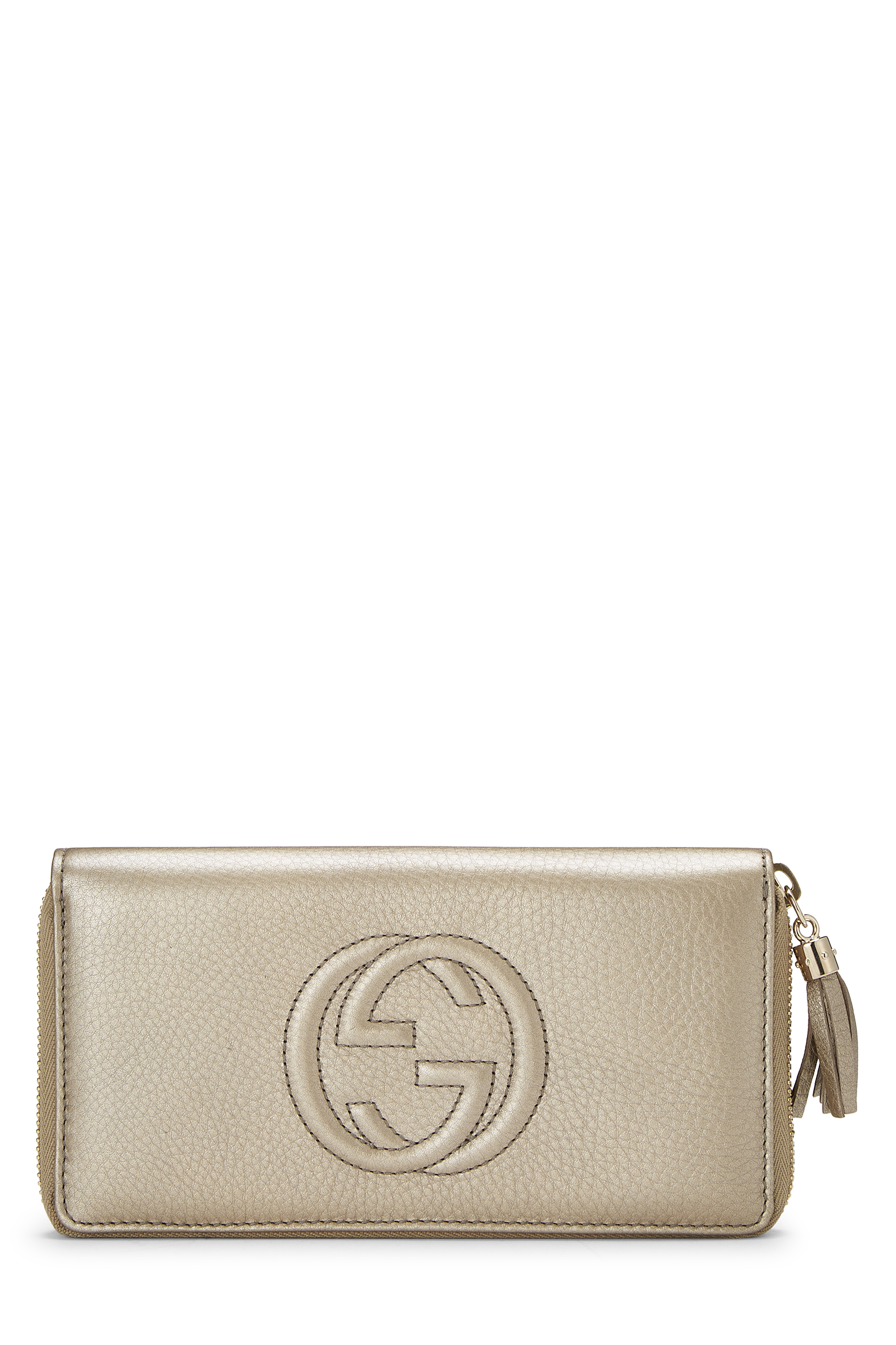Women's Gucci Gold Leather Soho Zip Around Wallet in Gold