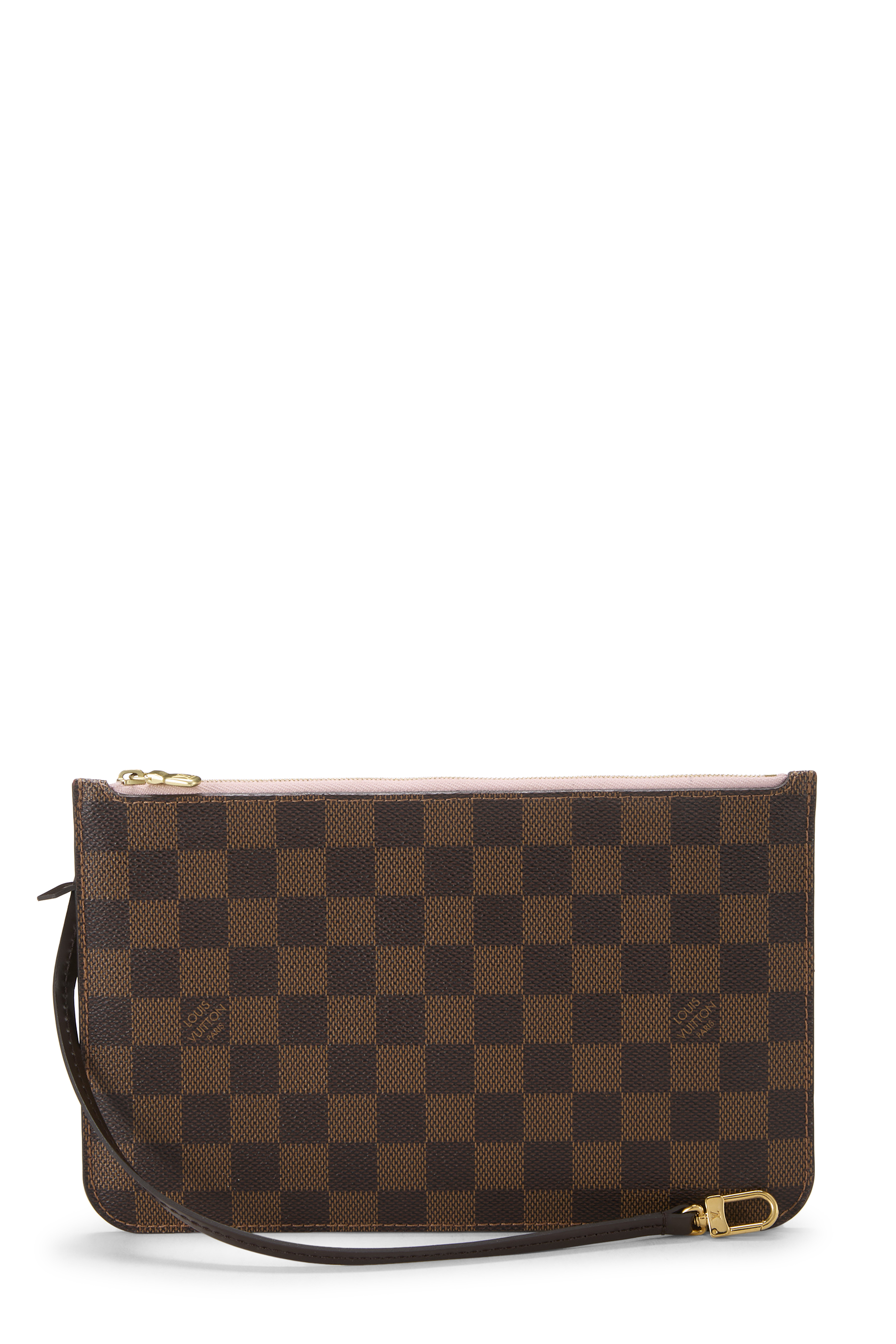 Women's Louis Vuitton Damier Ebene Neverfull Pouch in Pink MM
