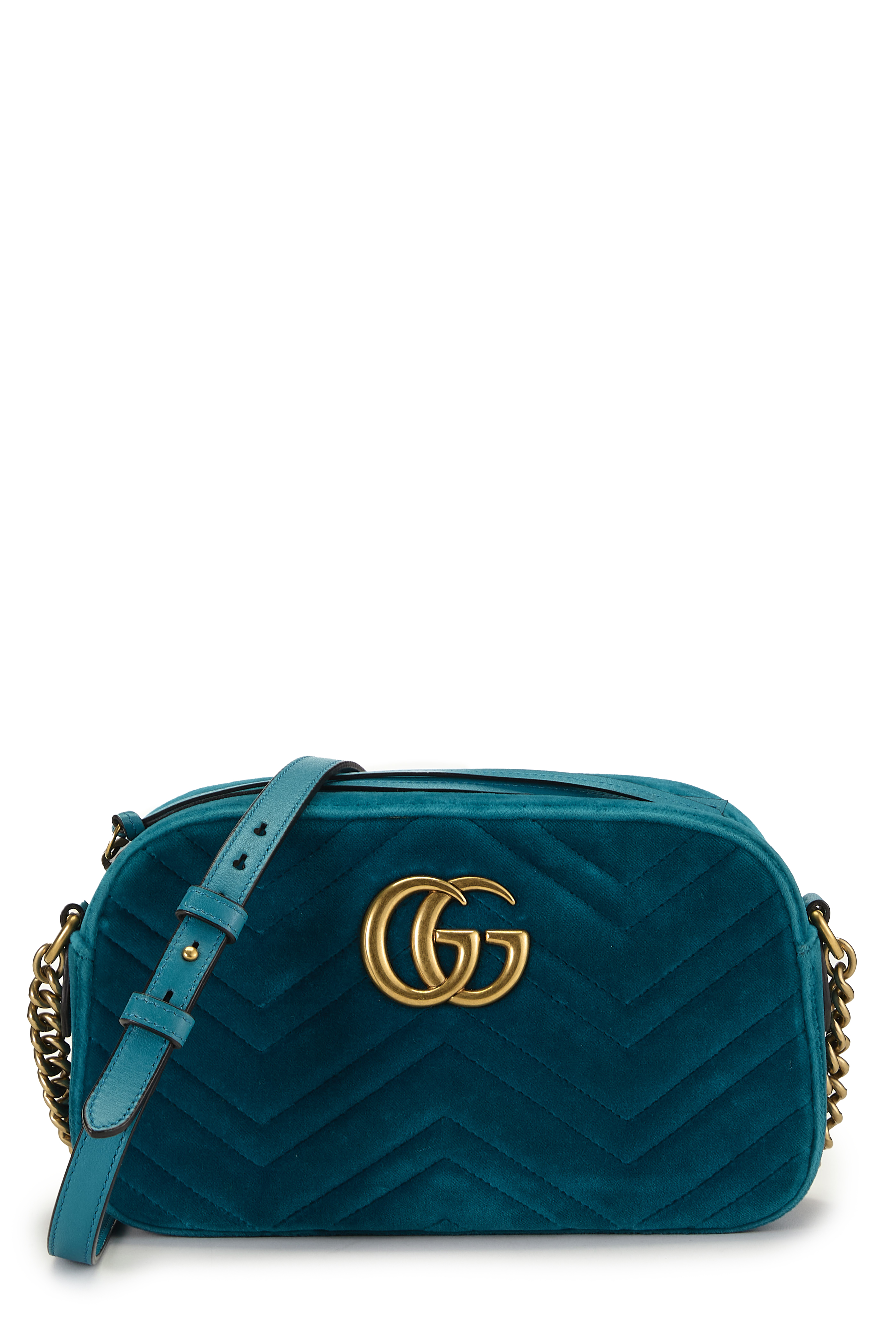 Women's Gucci Blue Velvet GG Marmont Crossbody Bag Small in Blue Small
