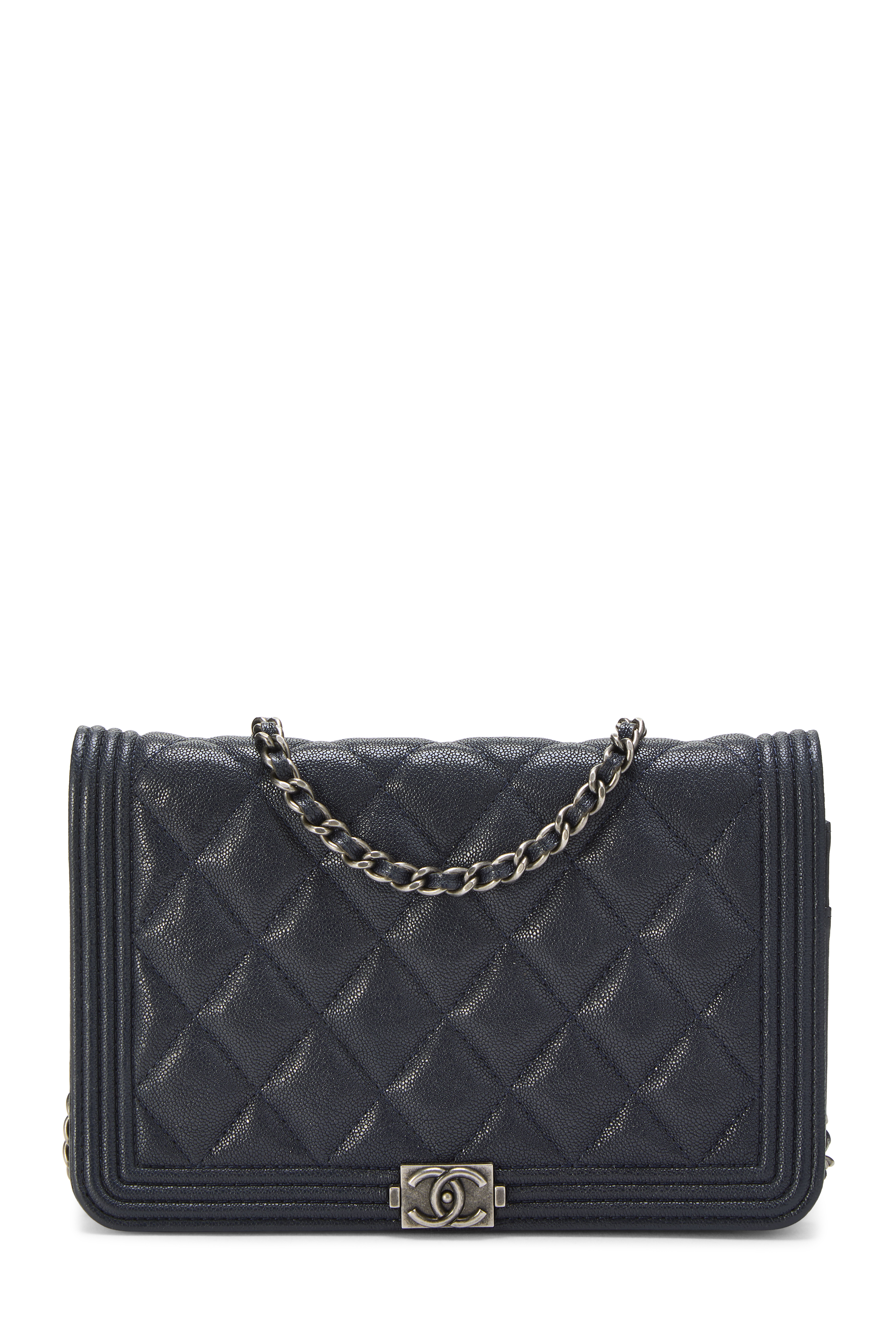 Women's Chanel Navy Caviar Boy Wallet on Chain (WOC) in Navy