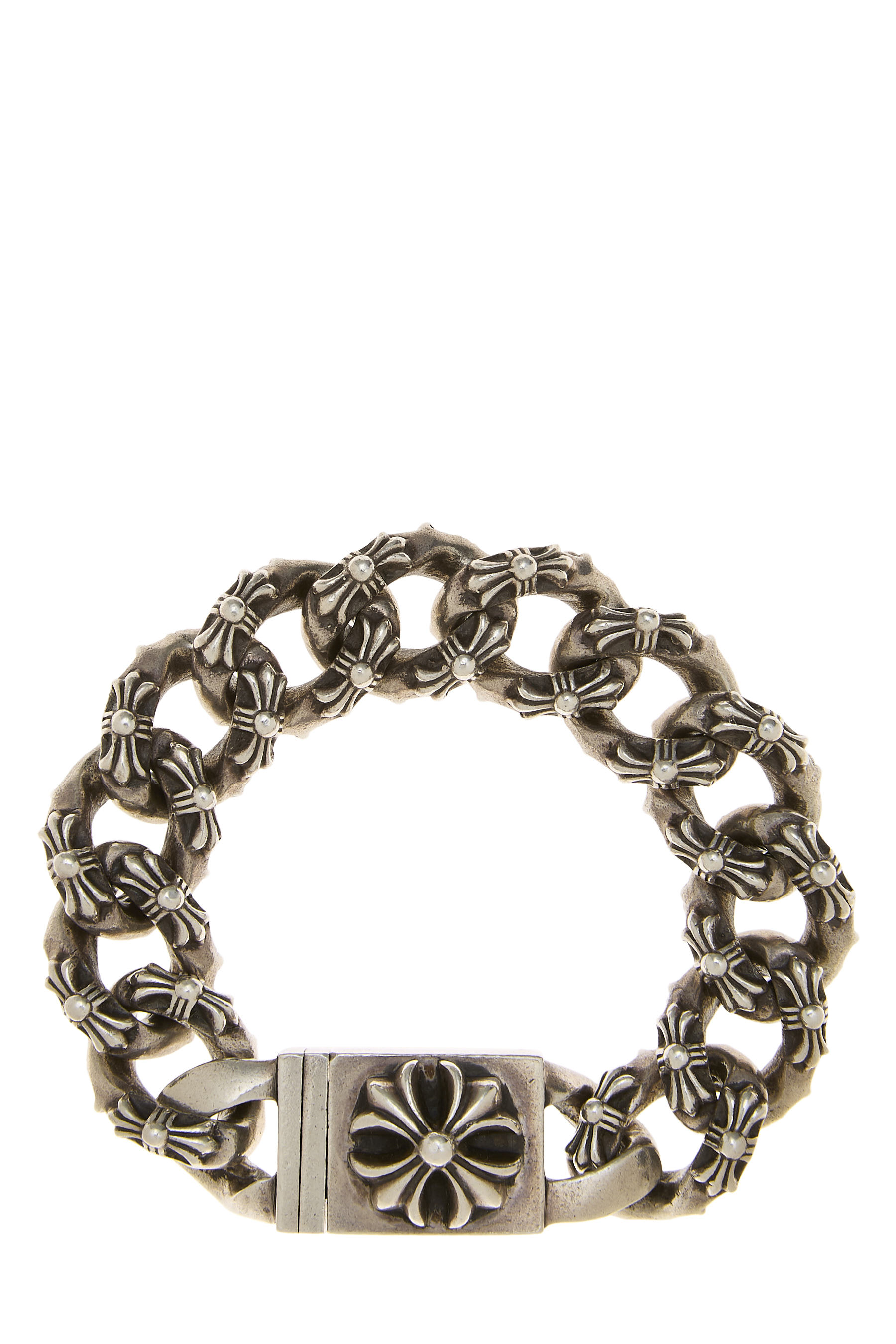 Women's Chrome Hearts Sterling Silver Cross Link Bracelet in Silver