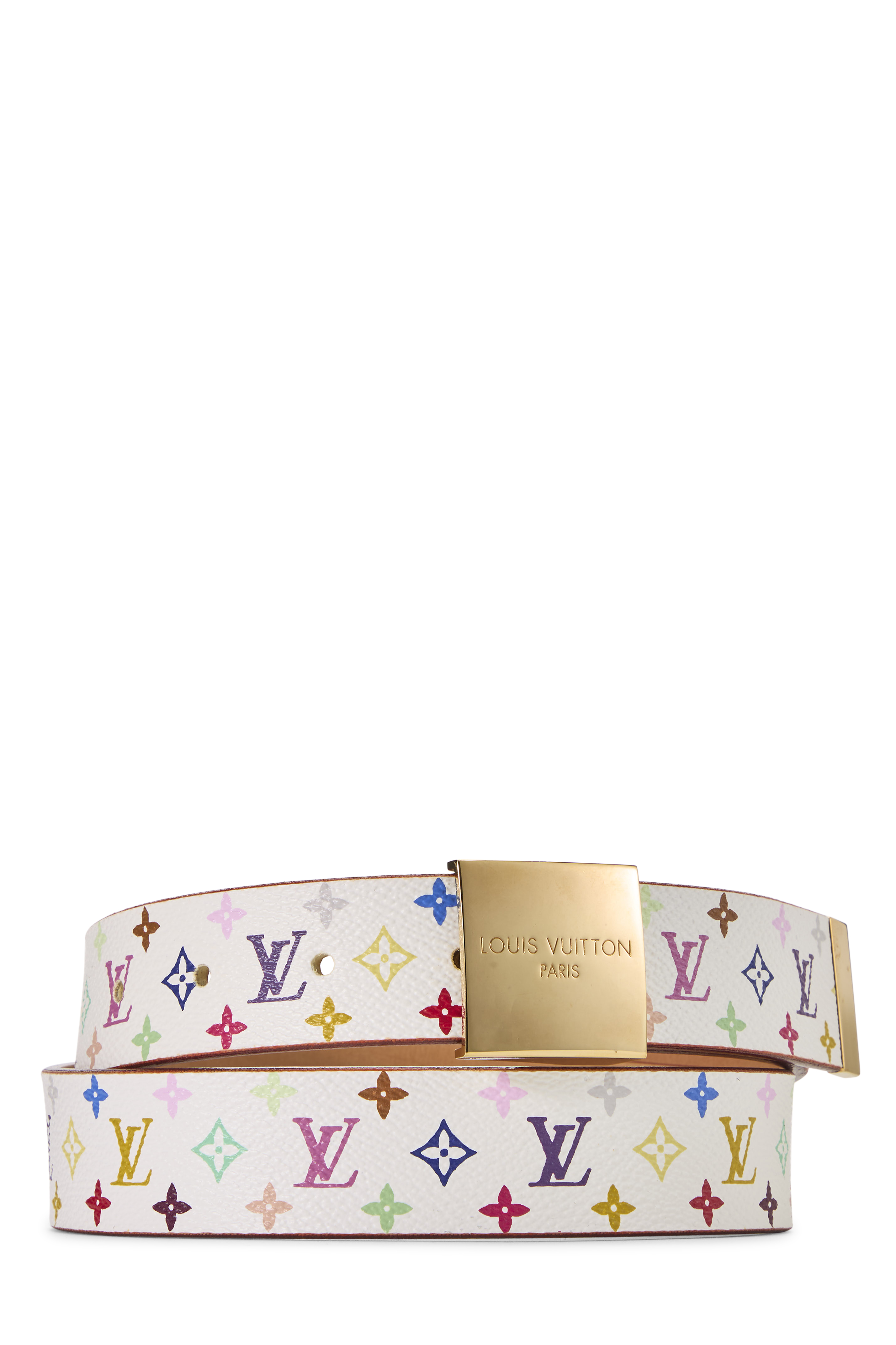 Women's Louis Vuitton Takashi Murakami X Louis Vuitton White Monogram Multicolore Ceinture 80 in White