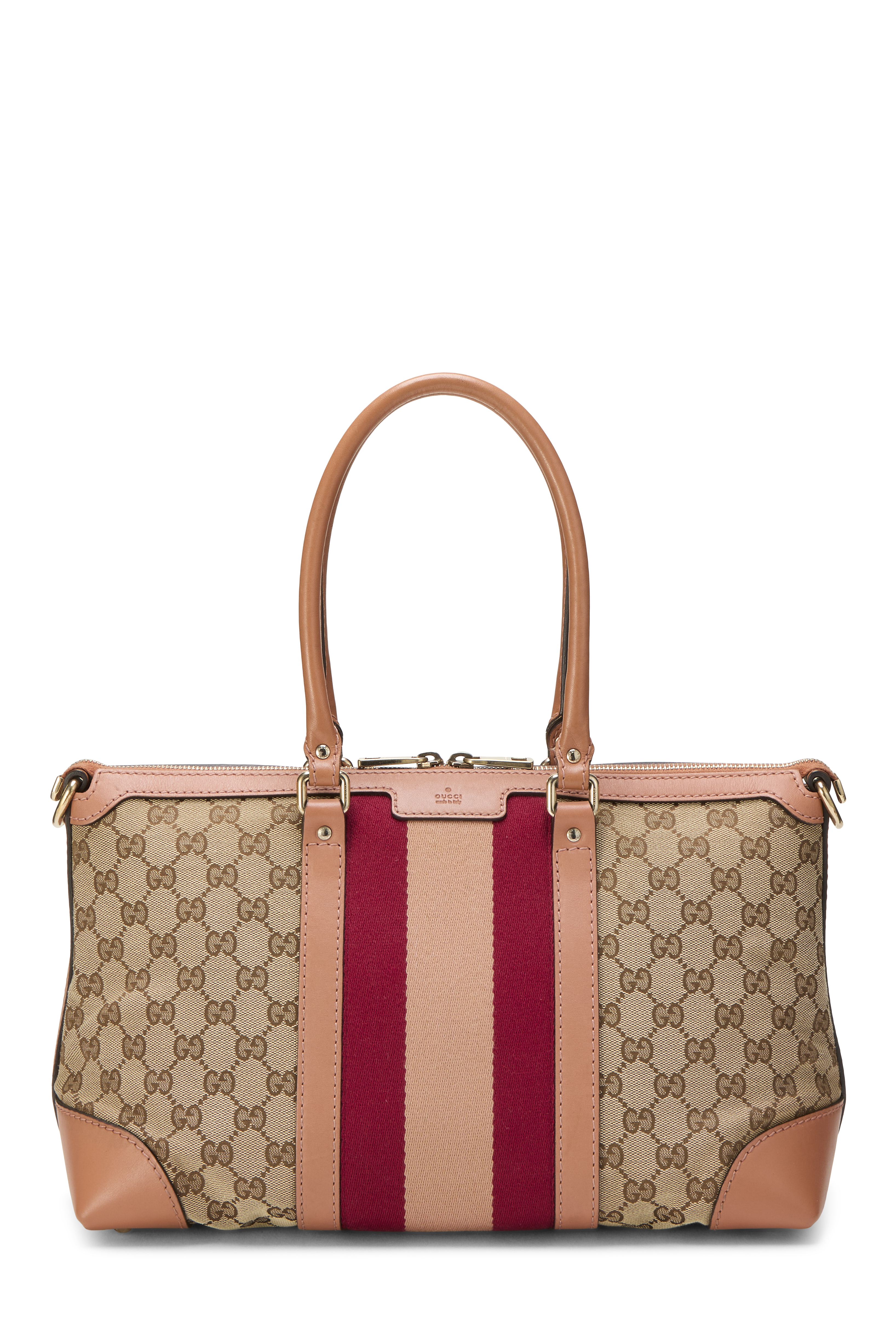 Women's Gucci Pink GG Canvas Vintage Web Convertible Tote in Pink