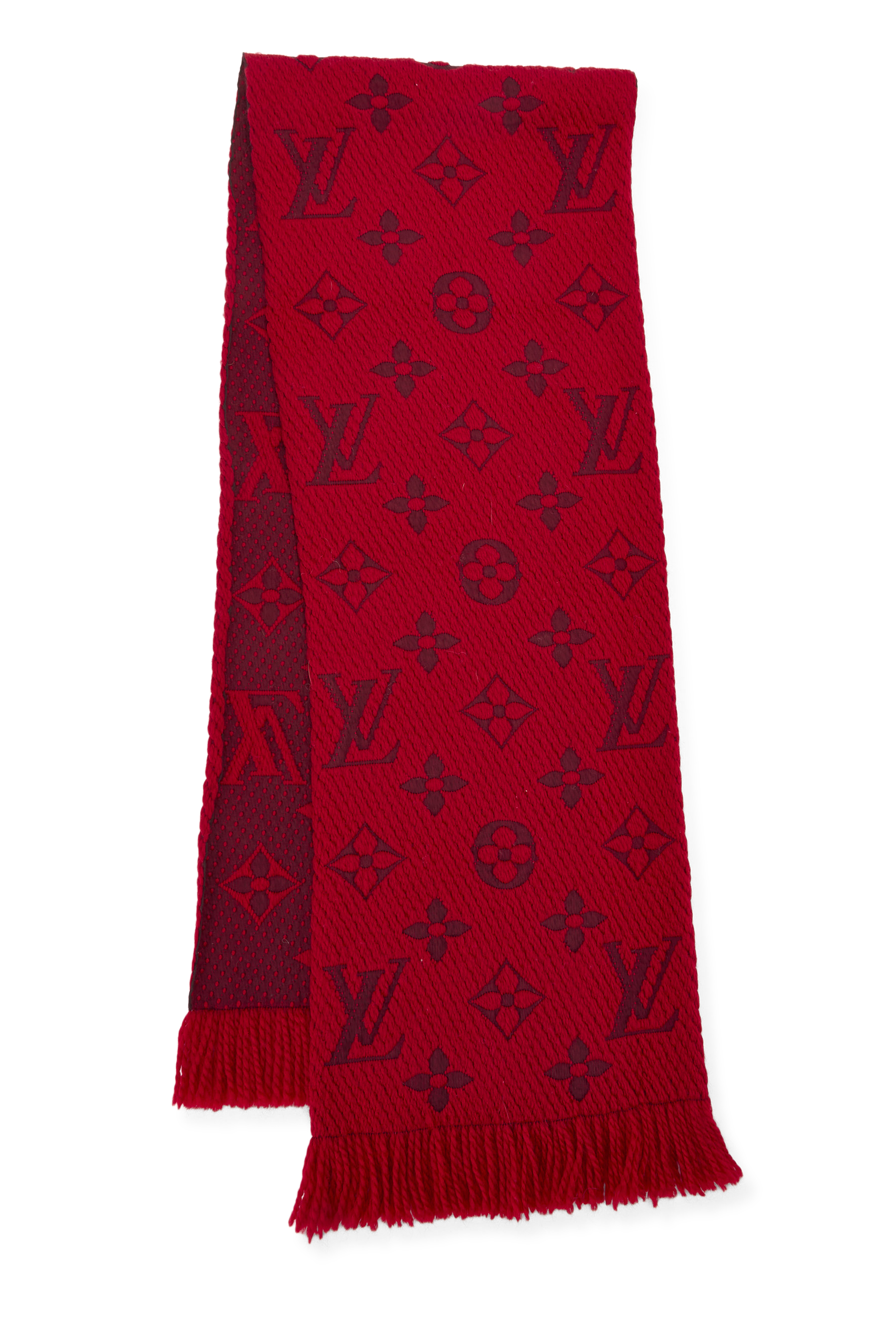Women's Louis Vuitton Red Wool Logomania Scarf in Red