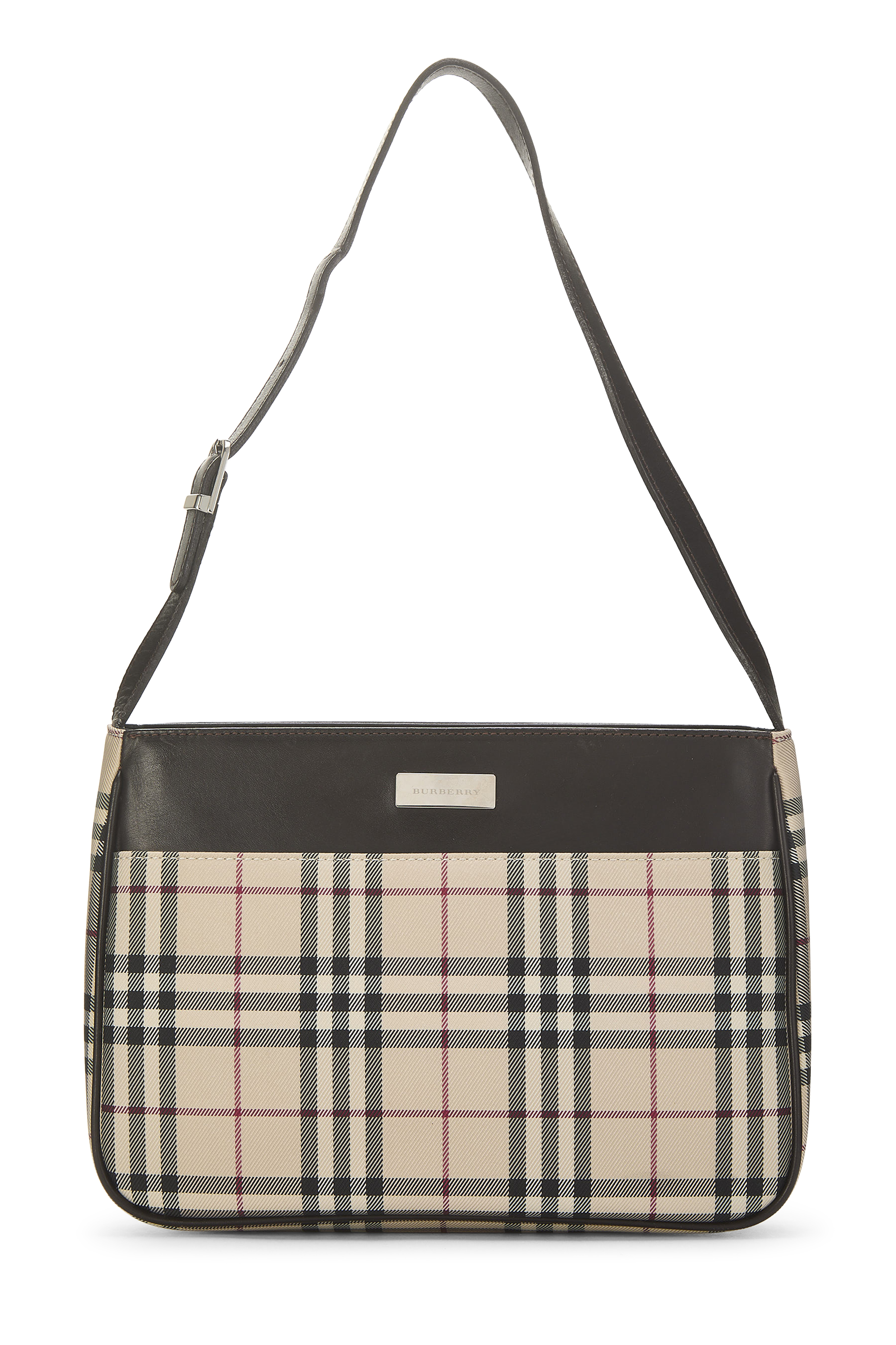 Women's Burberry Brown Nylon Check Shoulder Bag in Beige
