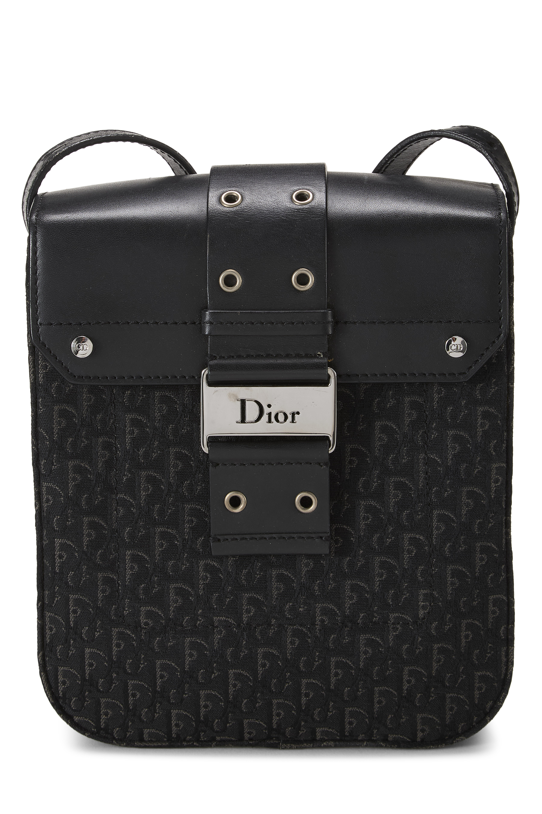 Women's Christian Dior Black Canvas Street Chic Shoulder Bag Small in Black Small