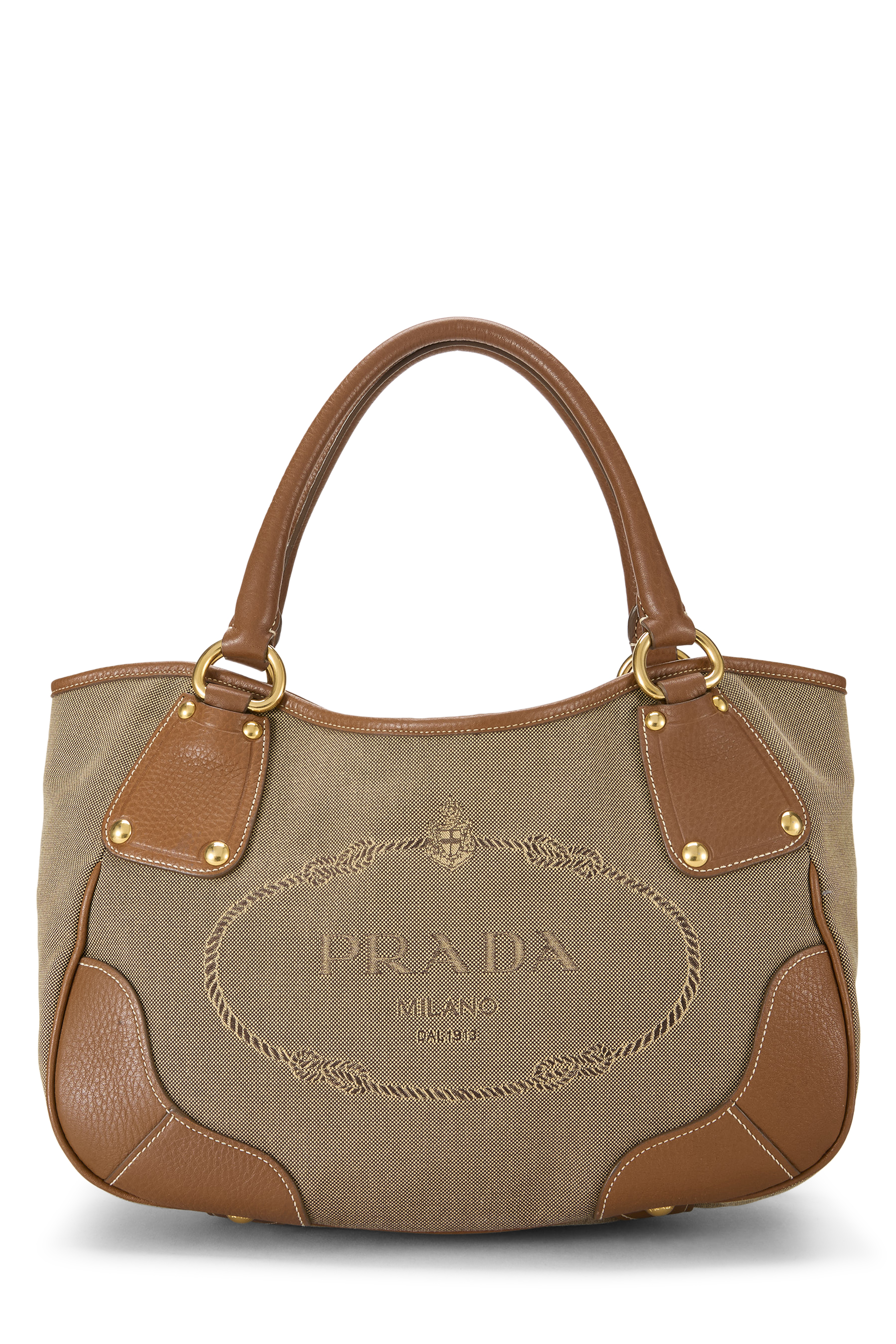 Women's Prada Beige Logo Canvas Tote